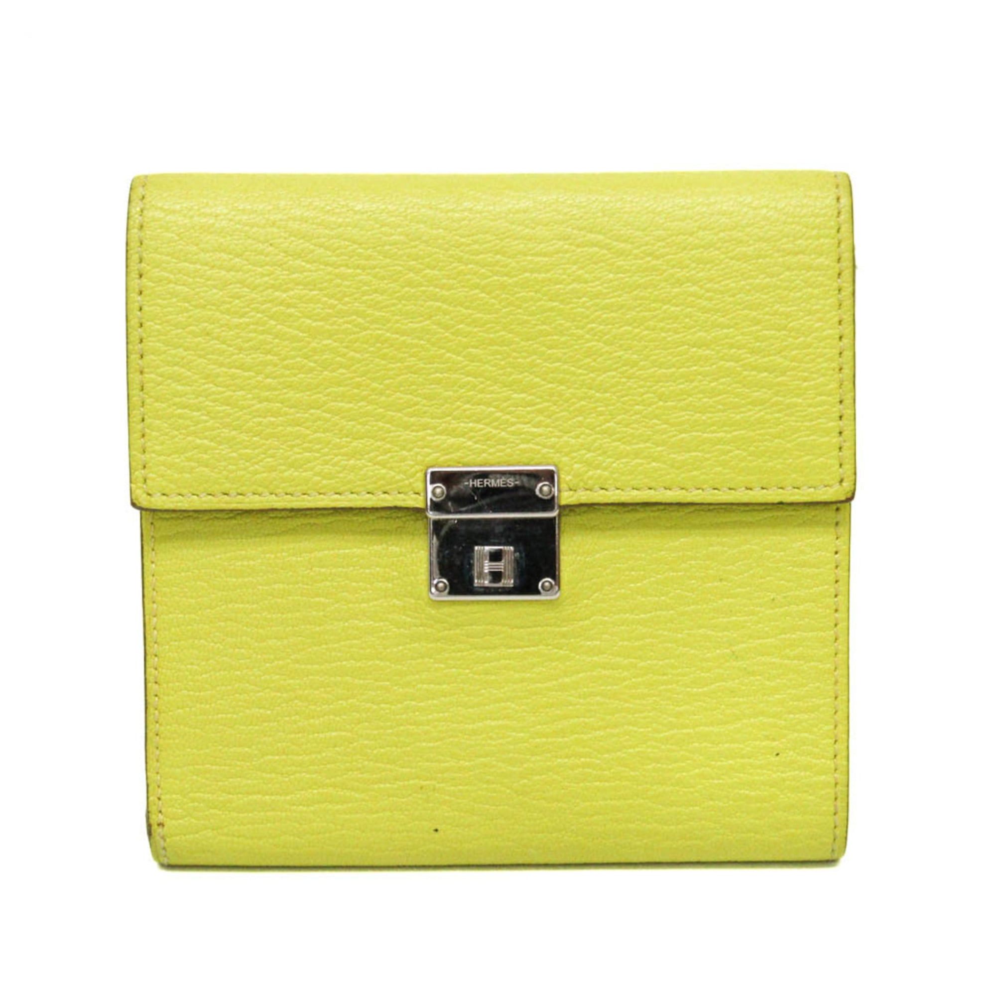 Hermes Hermes Click 12 Men,Women Chevre Leather Wallet (tri-fold) Yellow Size ONE SIZE - 1 Thumbnail