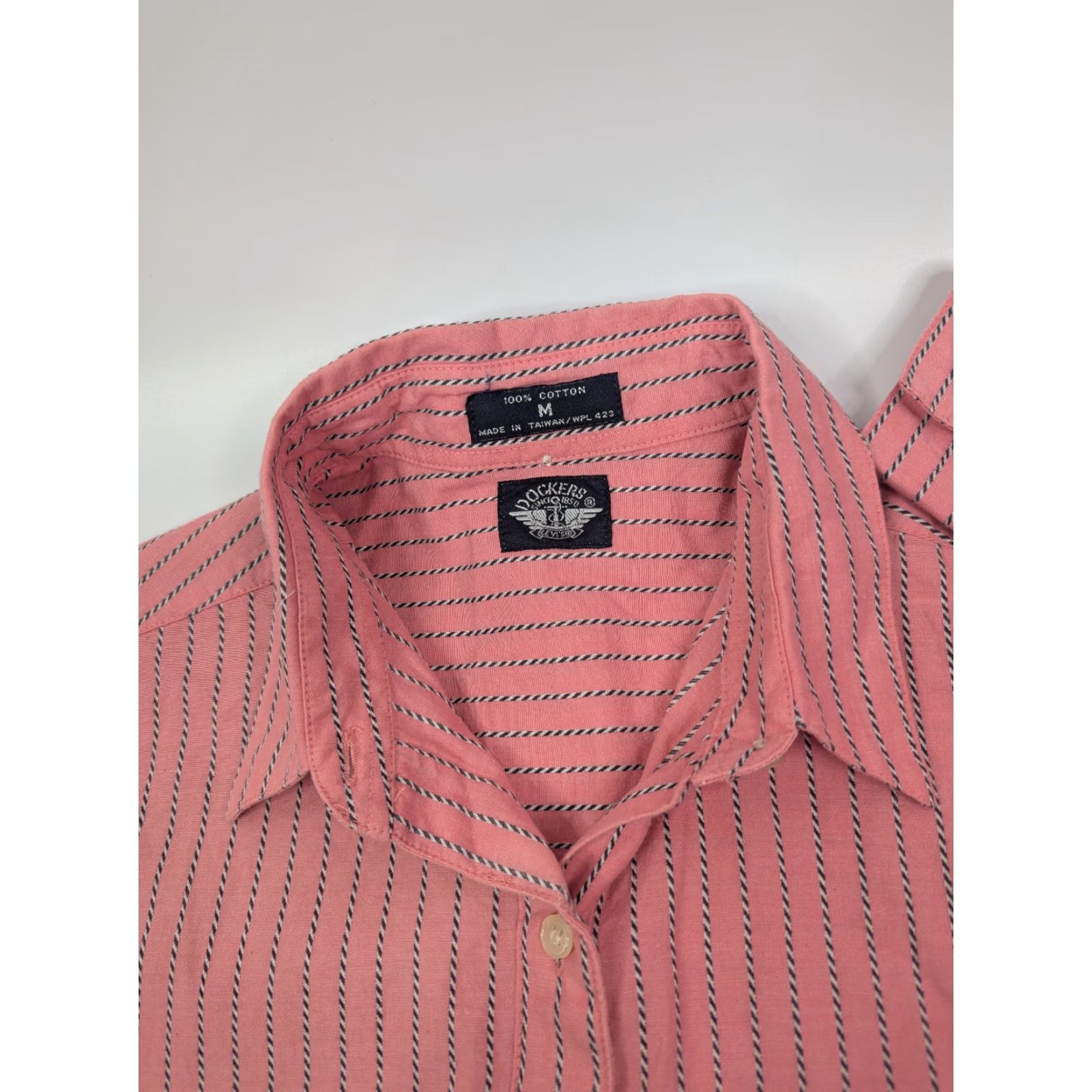 Levi's Vtg Levi’s Dockers Pink Striped Cotton Button Long Sleeve Western Shirt Size M / US 6-8 / IT 42-44 - 7 Thumbnail