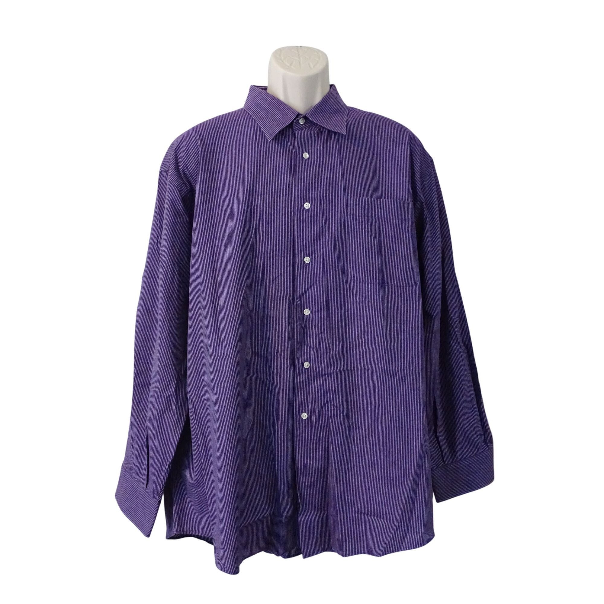 Nordstrom Nordstrom Men Classic Fit Non-Iron Purple Stripe Dress Shirt Size US XXL / EU 58 / 5 - 1 Thumbnail