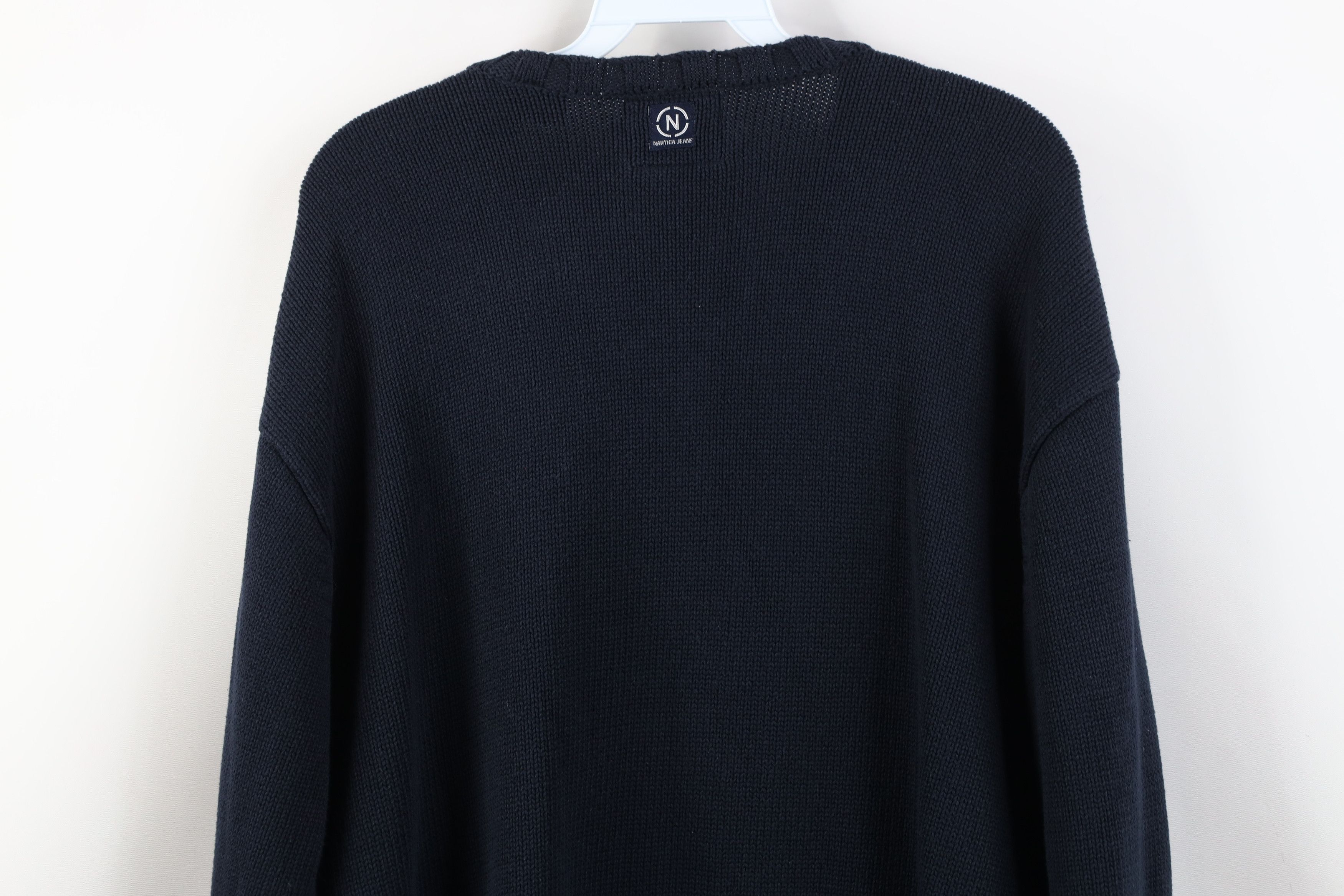 Nautica Vintage 90s Nautica Heavyweight Cotton Knit V-Neck Sweater Size US XL / EU 56 / 4 - 13 Thumbnail