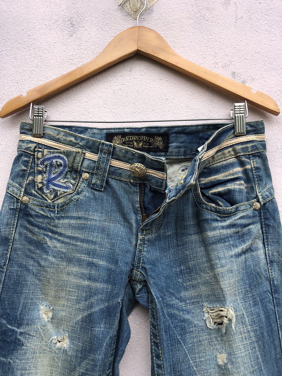 If Six Was Nine RED PEPPER Gold Label Embroidered Distressed Jeans Size US 26 / EU 42 - 12 Thumbnail