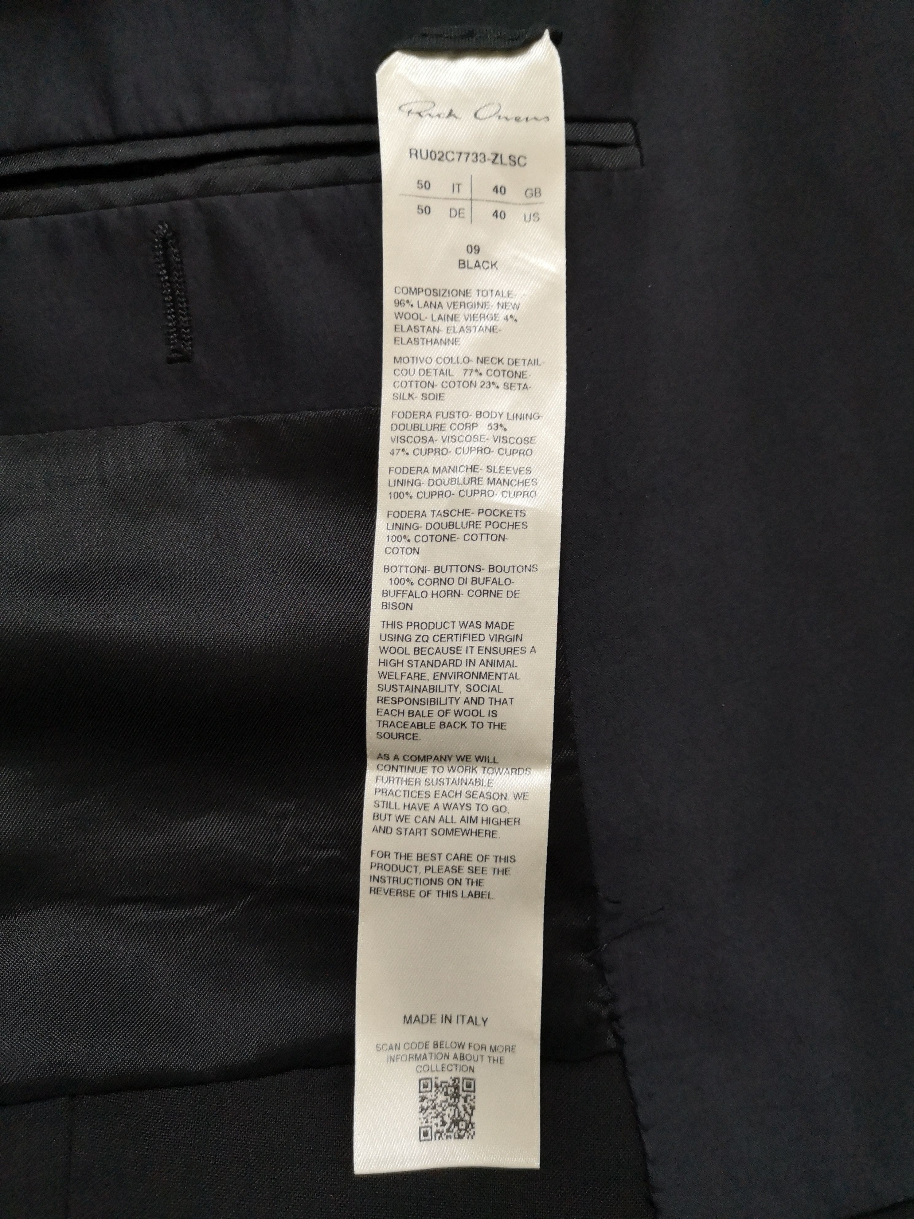 Rick Owens Rick Owens Exaggerated Shoulder Blazer Jacket In Black Wool Size 50R - 6 Thumbnail