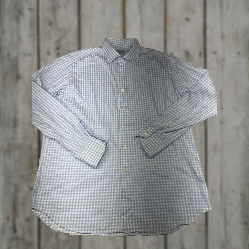Canali Canali 1934 Shirt 44/17.5 Blue White Check Plaid Long Sleeve Button Up EUC Men’s Size US XL / EU 56 / 4 - 1 Thumbnail