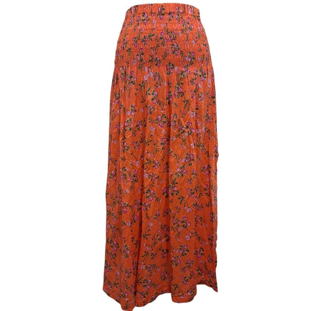 J.Crew J. Crew Smocked Floral Print Midi Skirt Coral XS NWT Size 25" / US 0 / IT 36 - 1 Thumbnail