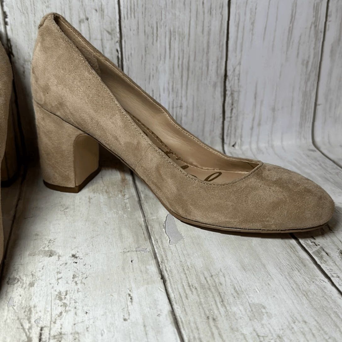 Sam Edelman Sam Edelman Stillson Suede Leather Beige Block Heels Women's Size 5 Tan Pump Women US Shoe Size 5 Leather Upper Heel 3” Size US 5 / IT 35 - 3 Thumbnail