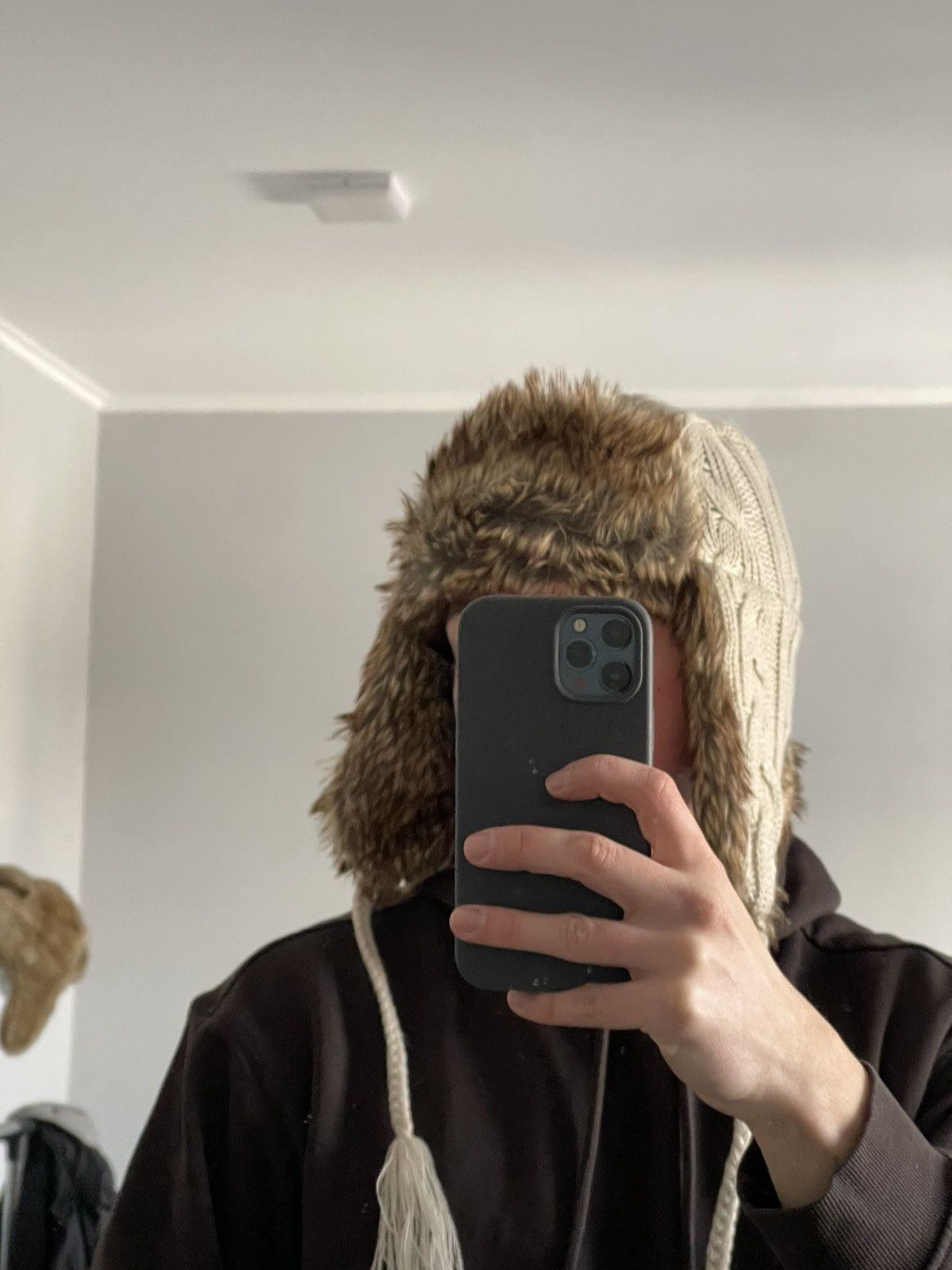 Japanese Brand Vintage Y2k Fuzzy Faux Fur Knitted Ushanka Trapper Hat Size ONE SIZE - 5 Thumbnail