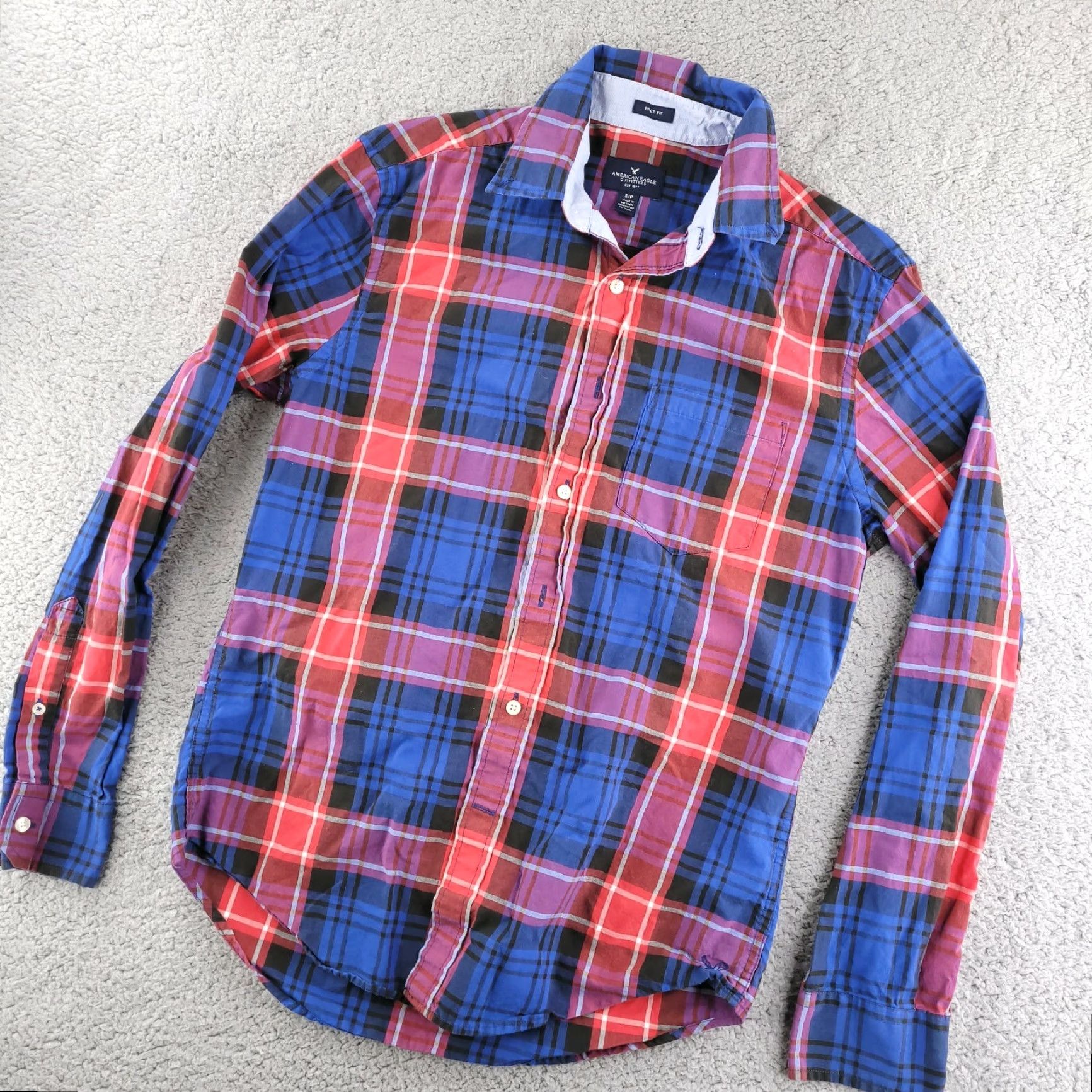 American Eagle Outfitters American Eagle Button-Up Shirt Mens Small Blue Plaid Long Sleeve Casual Preppy Shirt Size US S / EU 44-46 / 1 - 2 Thumbnail