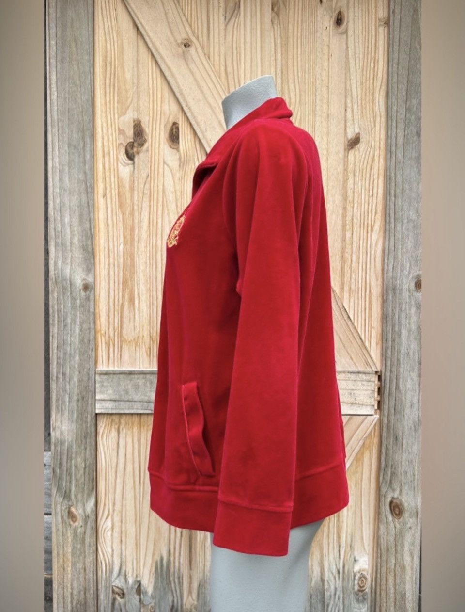 Ralph Lauren Ralph Lauren Active Red Velour Gold Crest Track Jacket Size XXL / US 16-18 / IT 52-54 - 3 Thumbnail
