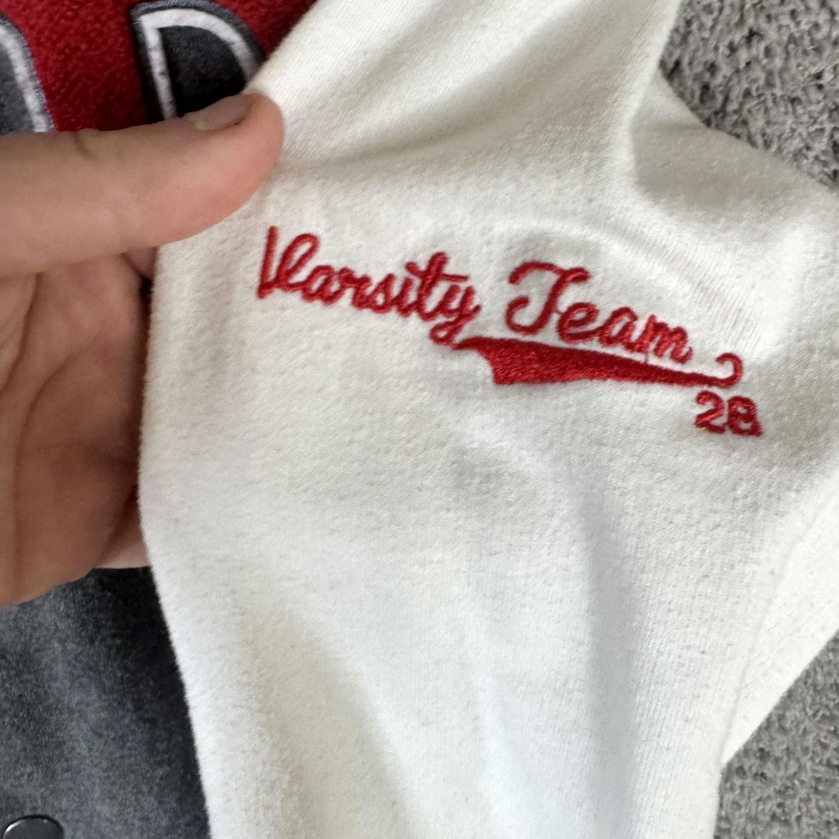 Vintage Love Tree Varsity Jacket Juniors M Gray White Letter B Snap Front Fleece Size M / US 6-8 / IT 42-44 - 6 Thumbnail