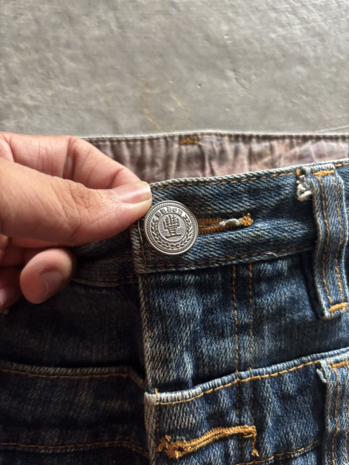Karakuri Tamashii DOUBLE WAIST DISTRESSED BUDEN JAPANESE DENIM SKULL SUKAJAN Size US 35 - 3 Thumbnail
