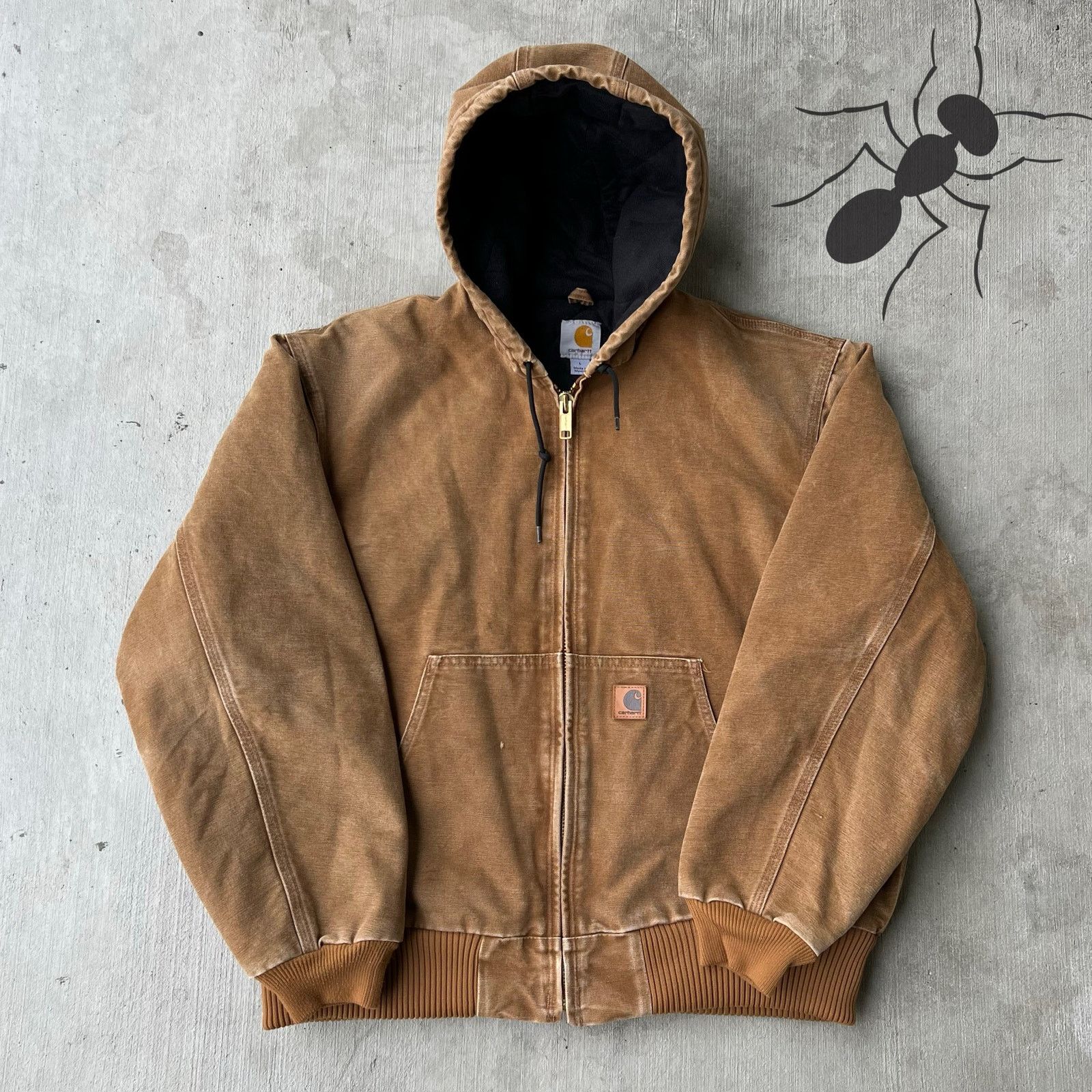 Carhartt brown hooded work wear jacket