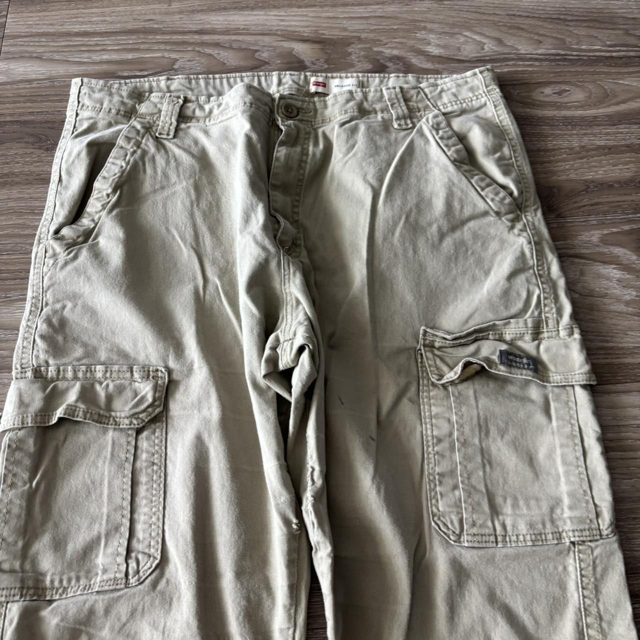 Vintage Crazy Vintage Y2K/2000s Khaki Cream Streetwear Skater Style Cargo Pants! 38x30 Size US 38 / EU 54 - 5 Thumbnail