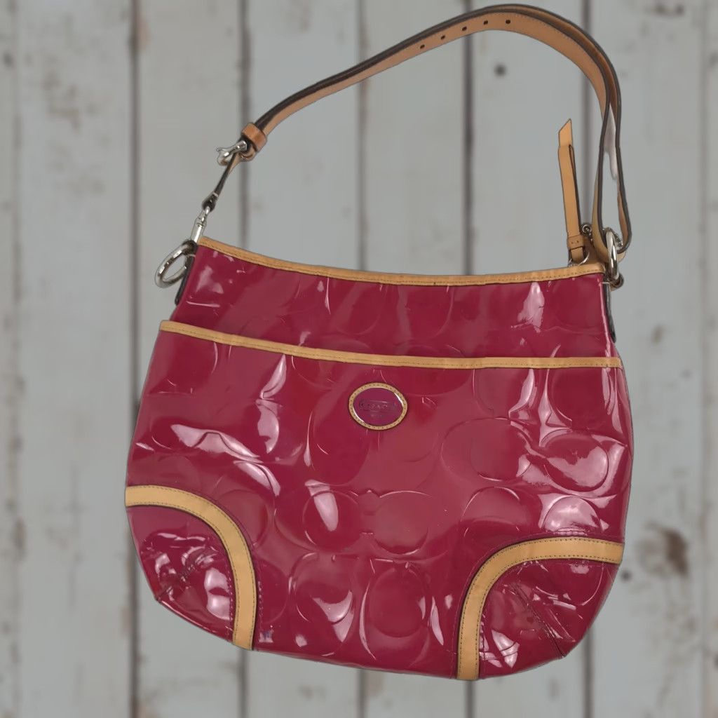 Coach Coach Pink Glossy Patent Leather Large Shoulder Bag Size ONE SIZE - 1 Thumbnail