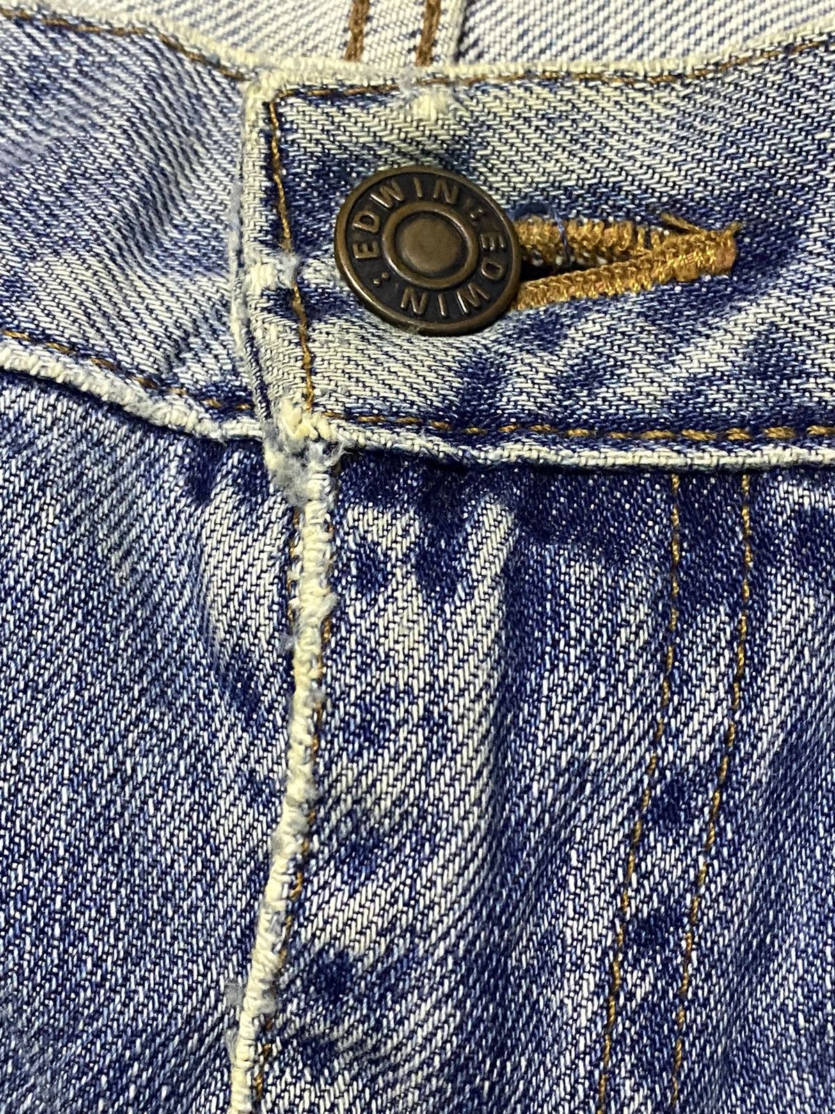 Japanese Brand Vintage Edwin503 Blue Wash Distressed Loose Jeans Size US 32 / EU 48 - 6 Thumbnail