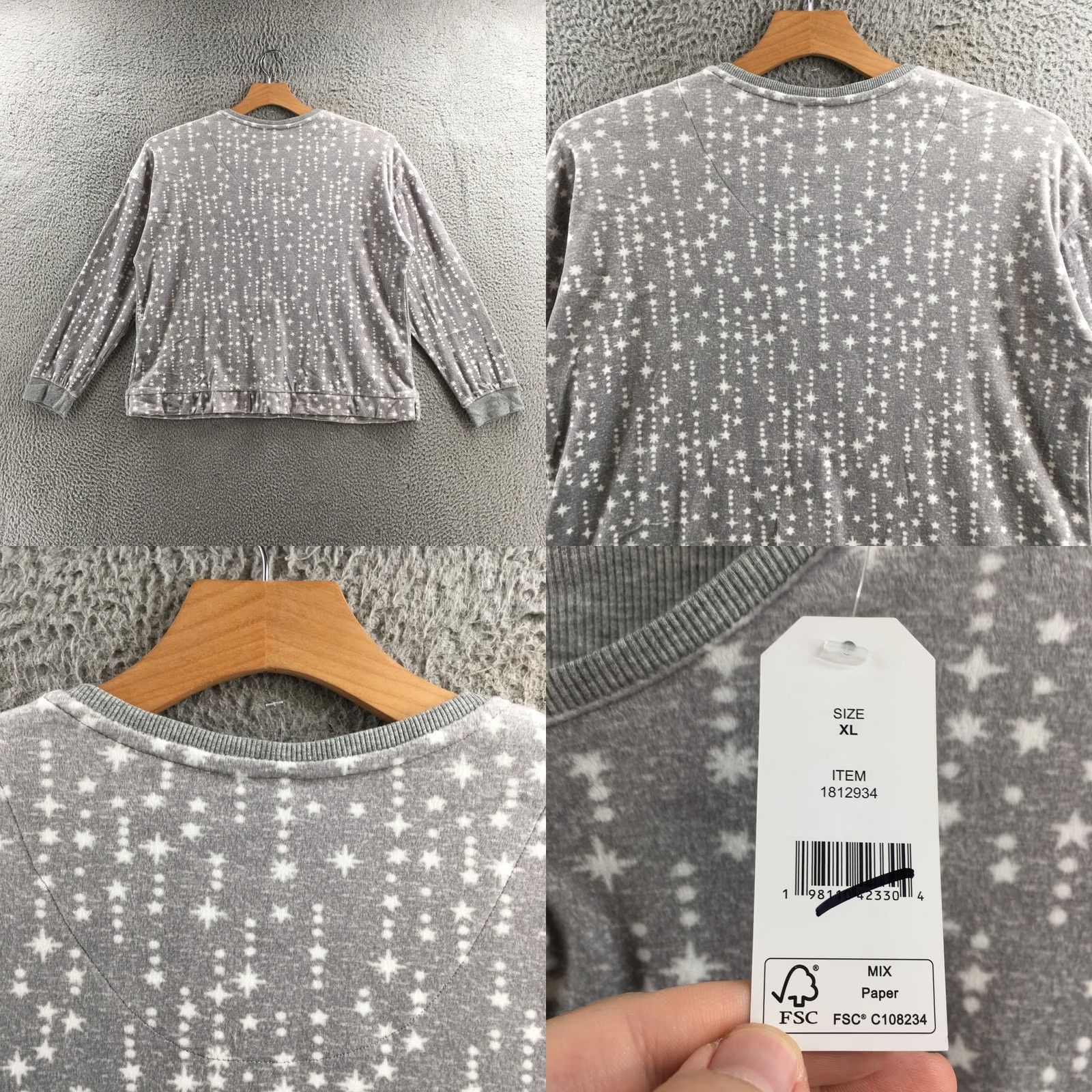 Nautica Nautica Sleepshirt Women XL Gray Star Print Long Sleeve Pullover V-Neck NEW Size XL / US 12-14 / IT 48-50 - 8 Thumbnail