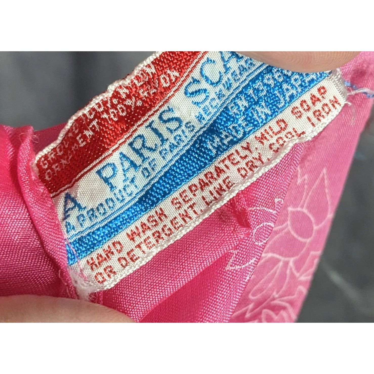 Other A Paris Scarf Vintage Pink Floral Sheer Nylon Square Made In Size ONE SIZE - 6 Thumbnail