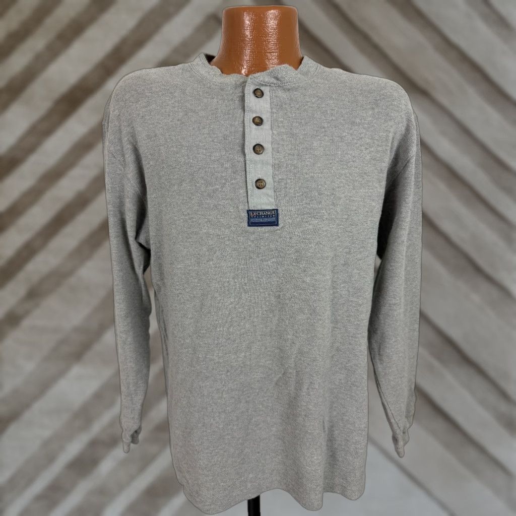 Vintage VINTAGE 90s Waffle-Knit Shirt Men Medium Heather Gray Cotton T-Shirt Outdoor Grunge Hipster 90s Mens Middle Age? Size US M / EU 48-50 / 2 - 1 Thumbnail