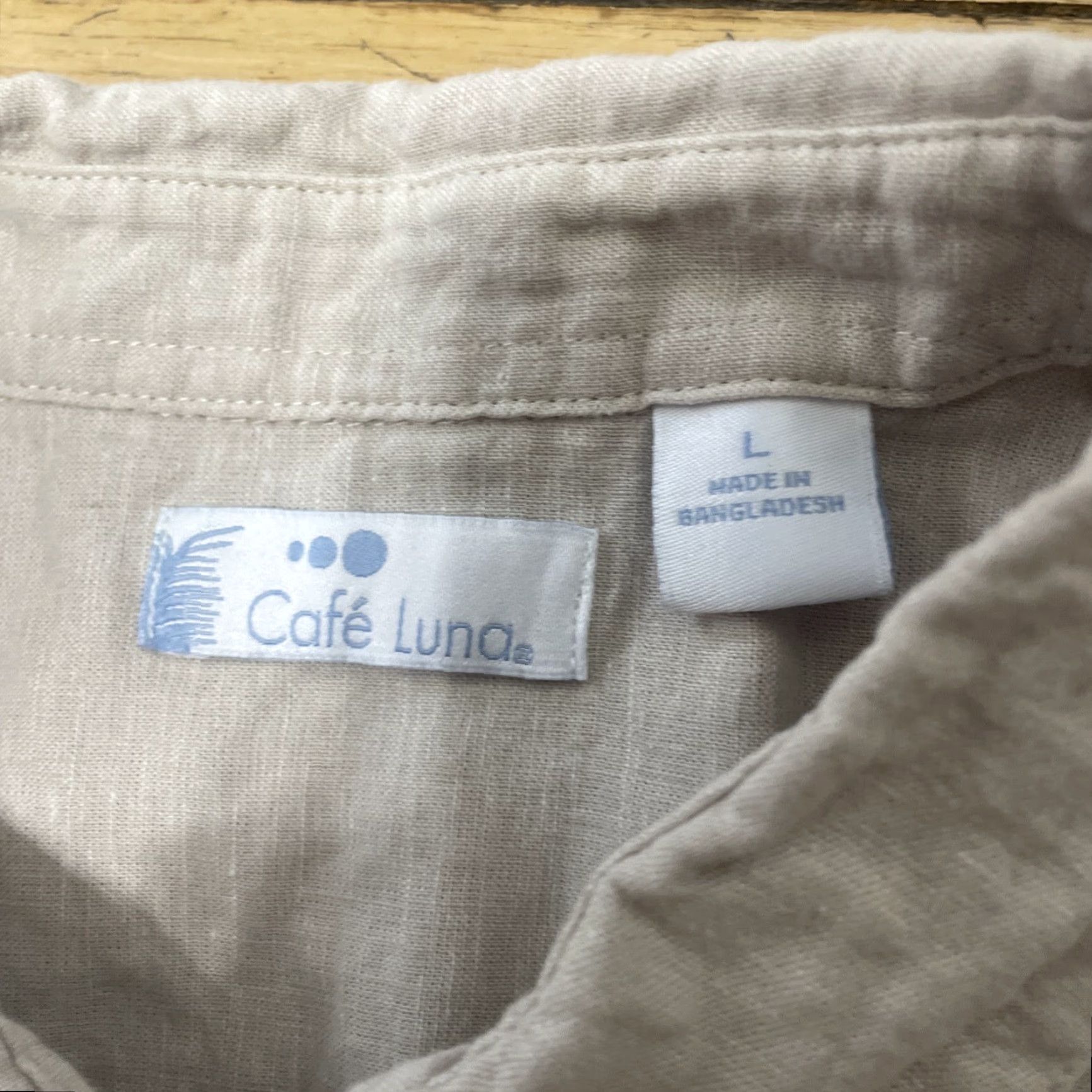 Vintage Cafe Luna Linen Button Shirt Men L Pleated Western Sand Tan Gray 44" Shirt Mens Size US L / EU 52-54 / 3 - 5 Thumbnail