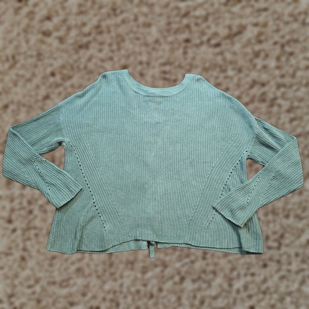 Lucky Brand Lucky Brand Sweater Women Size L Green Knit Lace Up Back Long Sleeve Casual Size L / US 10 / IT 46 - 1 Thumbnail