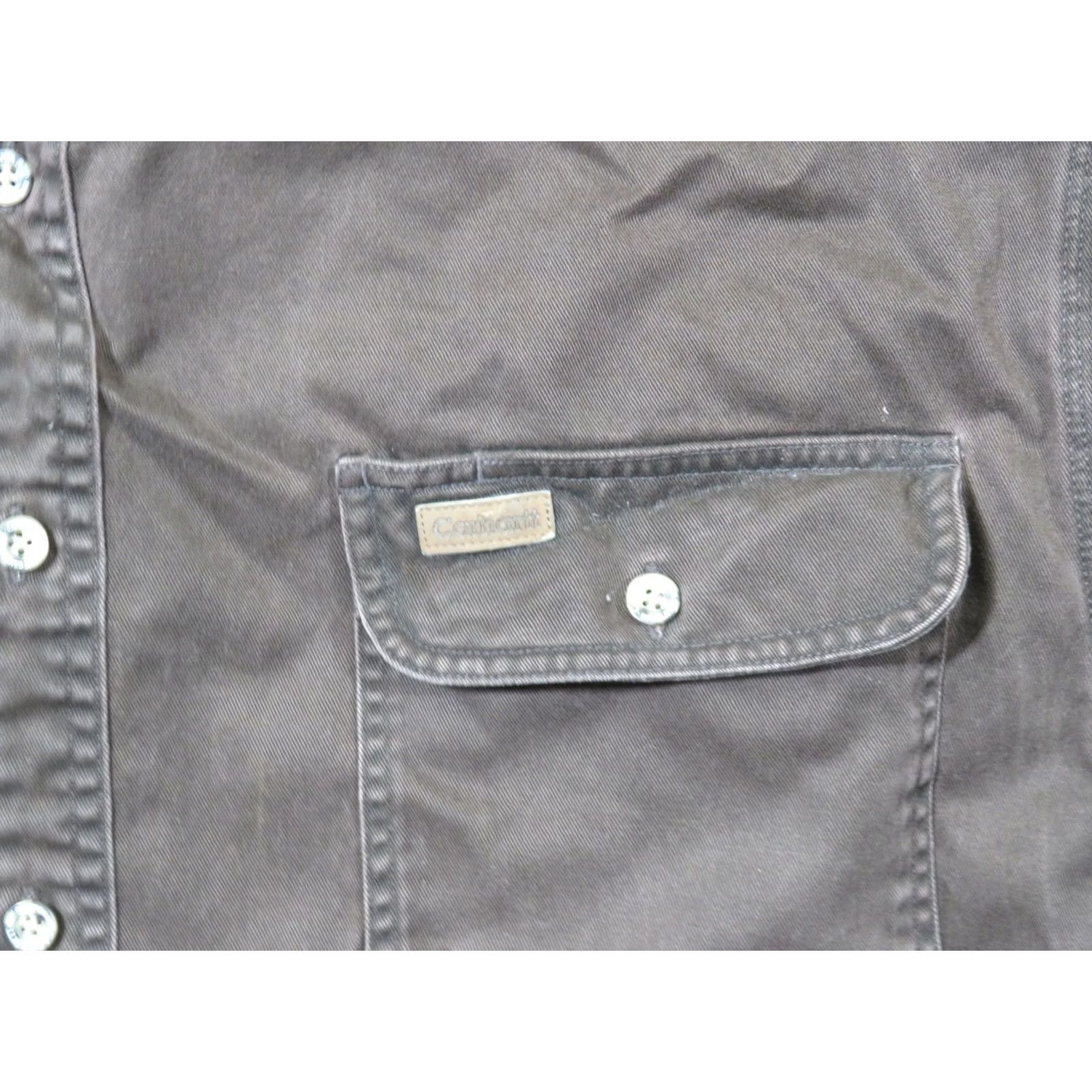 Carhartt Carhartt Mens XLT XL Tall Brown Heavyweight Rugged Canvas Button Shirt Workwear Outdoor Size US XL / EU 56 / 4 - 4 Thumbnail