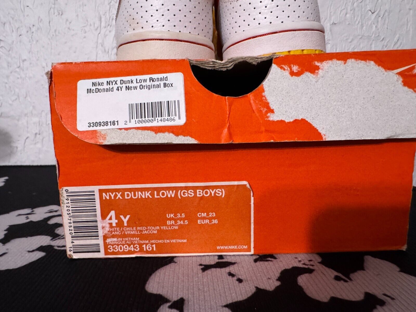 Nike × Vintage Nike NYX Dunk Low Ronald McDonald White Red Yellow US 4Y Size US 5.5 / IT 35.5 - 13 Thumbnail