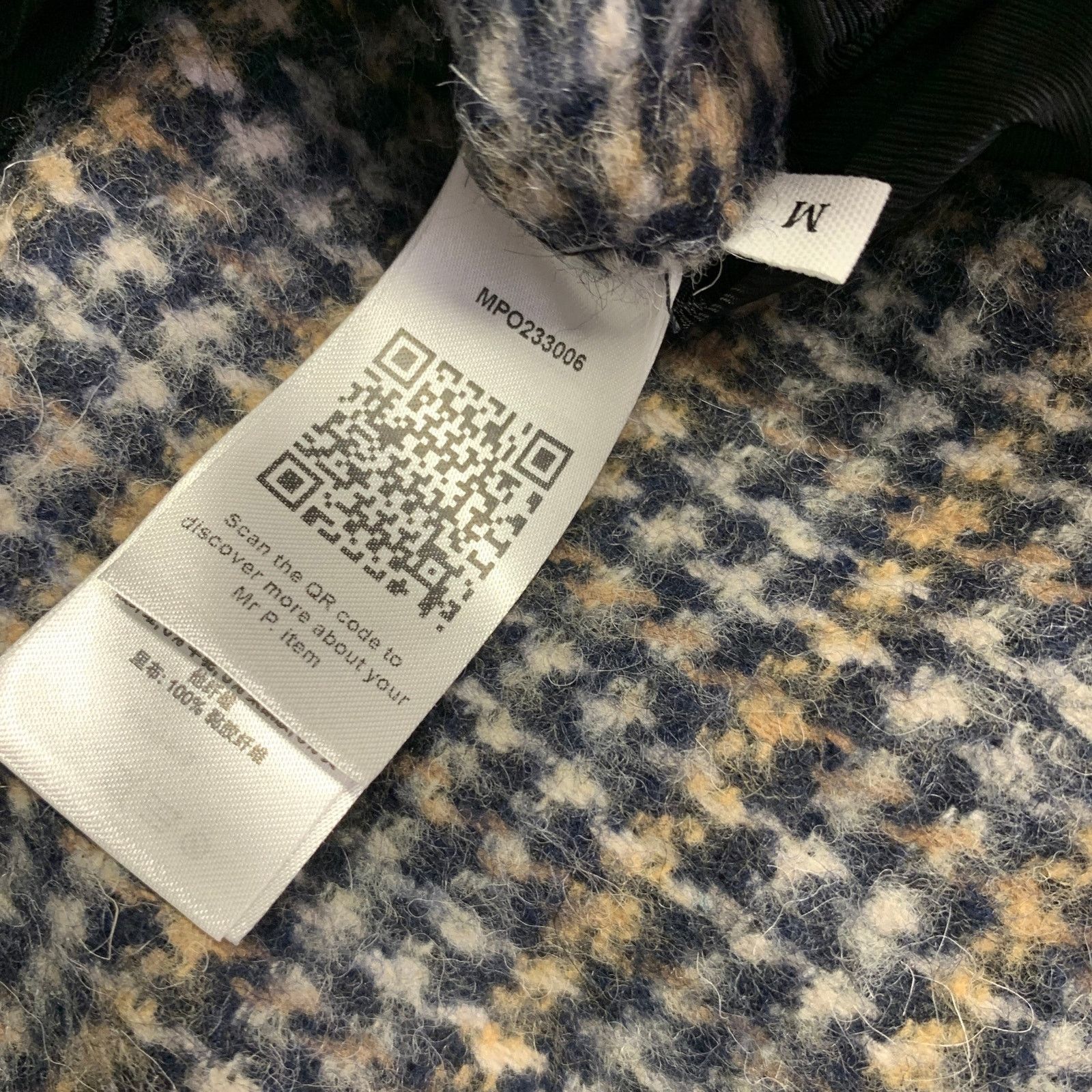 Other Navy Beige Abstract Woven Wool Blend Single Breasted Coat Size US M / EU 48-50 / 2 - 7 Thumbnail