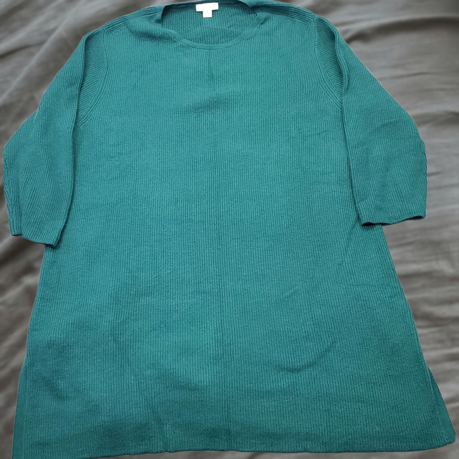 J. Jill J. Jill Sweater Dress Womens L Green Wool Blend Side Slit Crew Neck Pullover Size L / US 10 / IT 46 - 1 Thumbnail