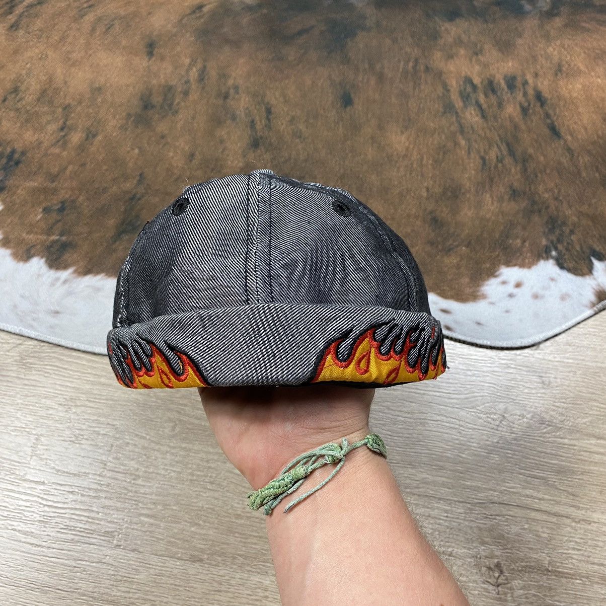 Vintage JAPANESE YANKEE WITH NO BRIM FLAMES HAT CAP Y2K 90S VINTAGE