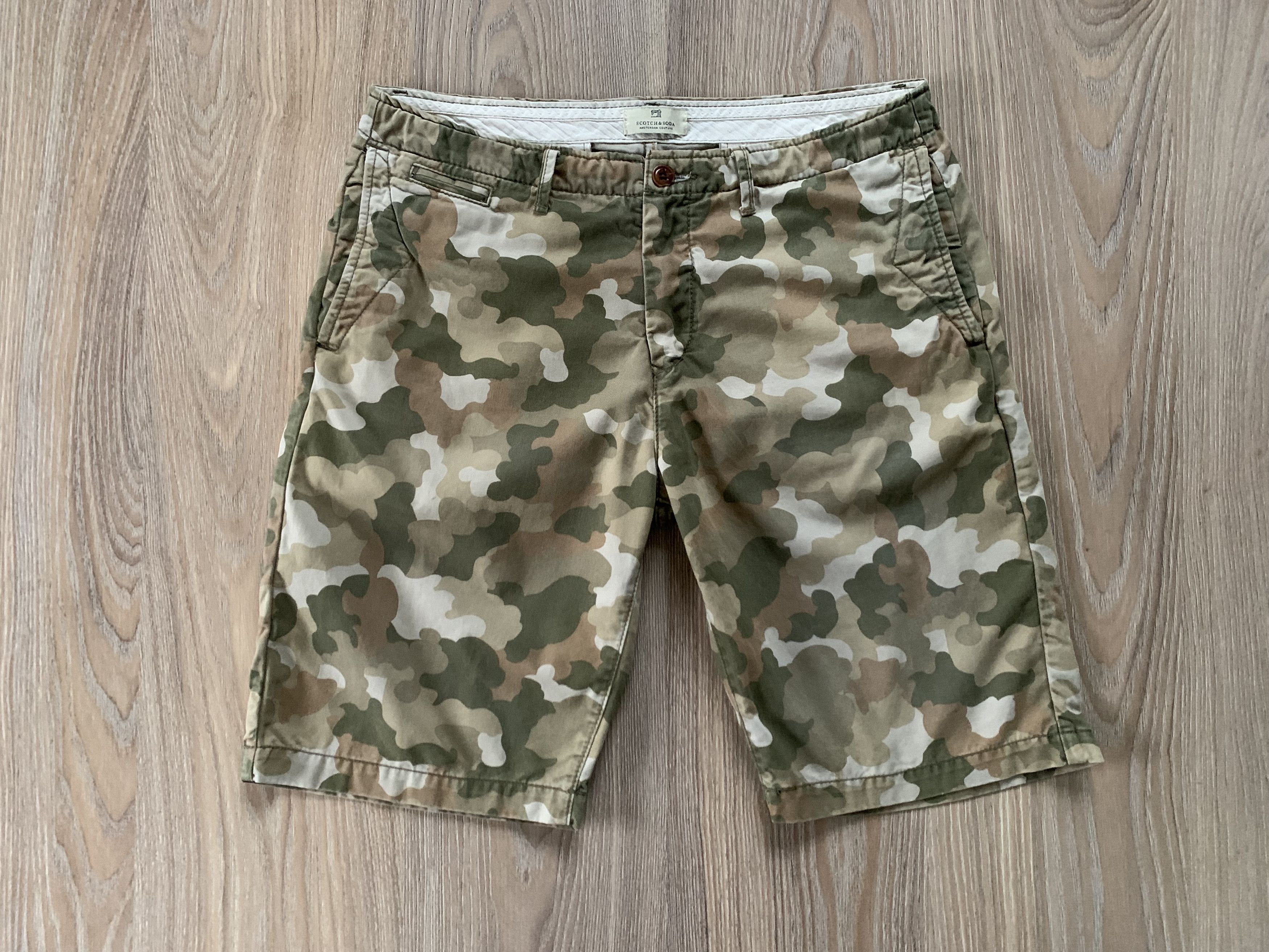Scotch & Soda Mens Scotch & Soda Chino Khaki Military Cotton Shorts Size US 31 - 2 Thumbnail