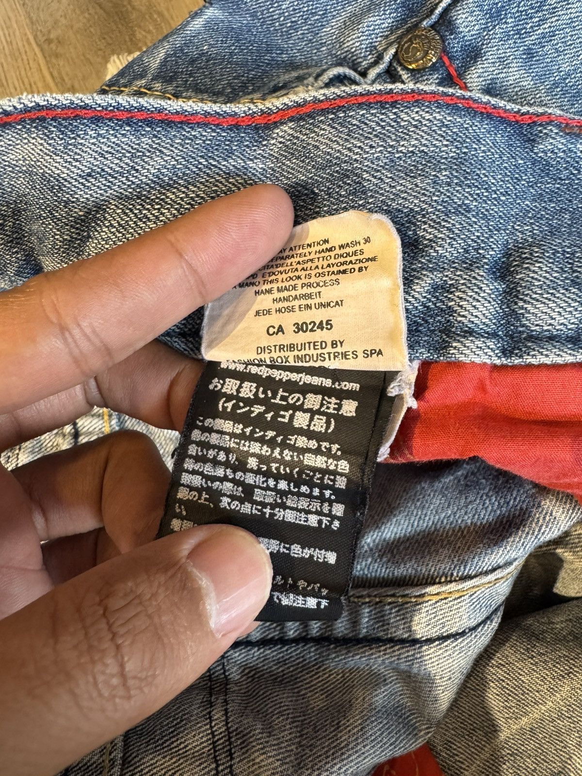Japanese Brand DISTRESSED RED PEPPER DENIM SKULL LOGO LIKE LGB STYLE Size US 30 / EU 46 - 11 Thumbnail