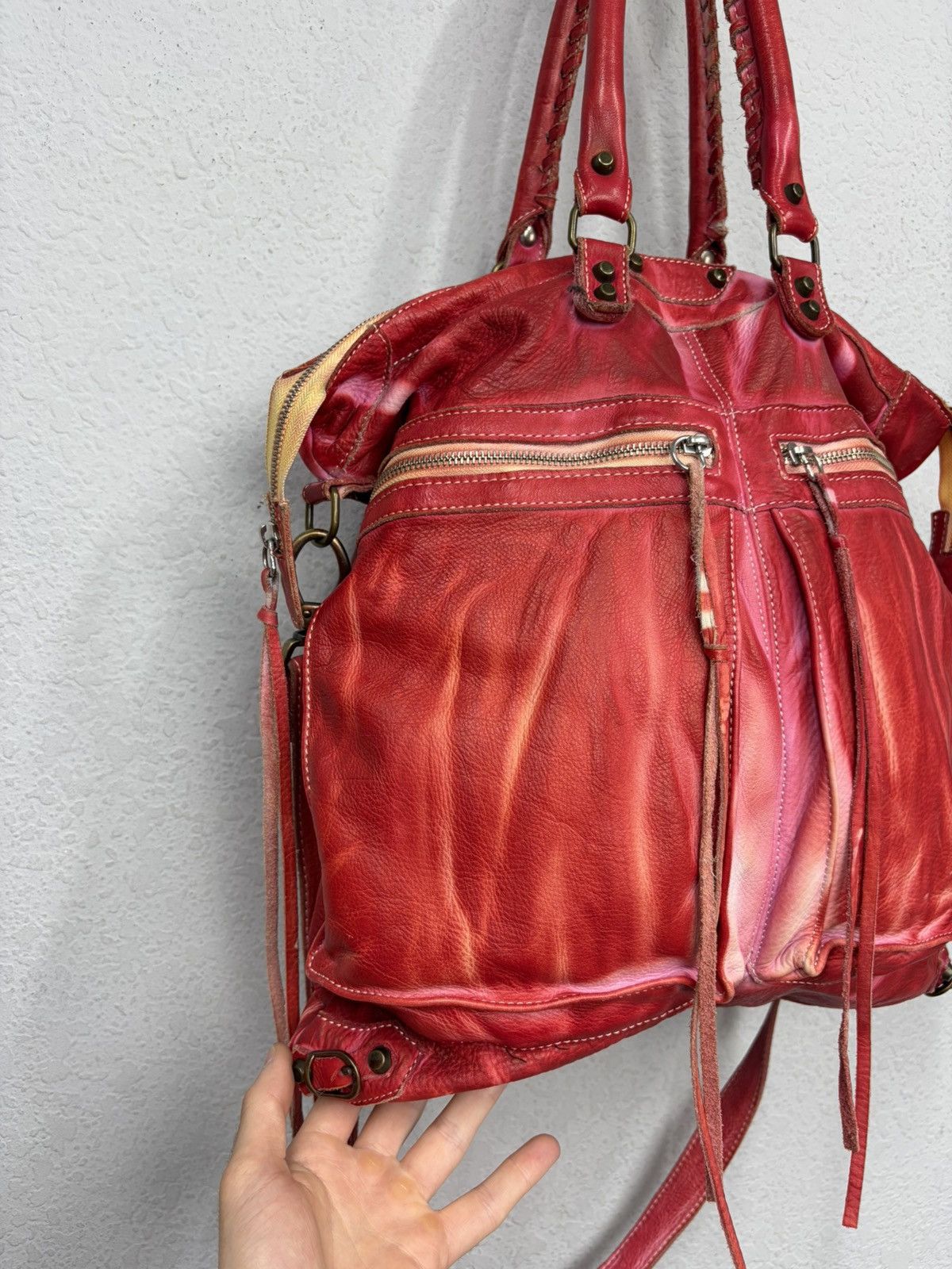 KMRii Balenciaga City Style Red Distressed Leather Bag Y2K Archive Size ONE SIZE - 5 Thumbnail