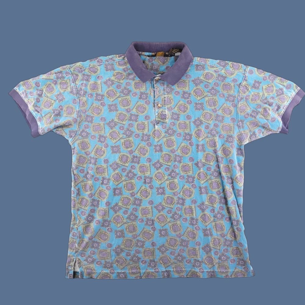 Eddie Bauer VINTAGE Eddie Bauer Polo Mens Large Short Sleeve 90s Retro Made in USA Blue Geometric Shirt Mens Size US L / EU 52-54 / 3 - 1 Thumbnail