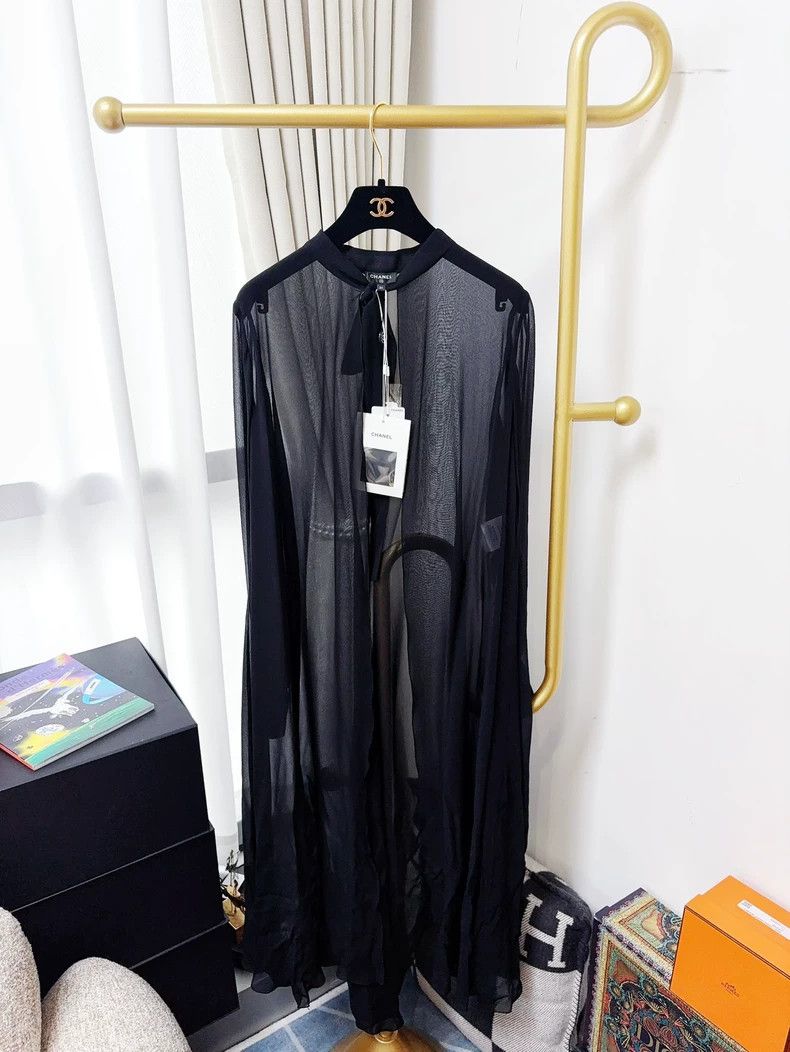 Chanel Chanel 22A black transparent mulberry silk long-sleeved sh Size XS / US 0-2 / IT 36-38 - 1 Thumbnail