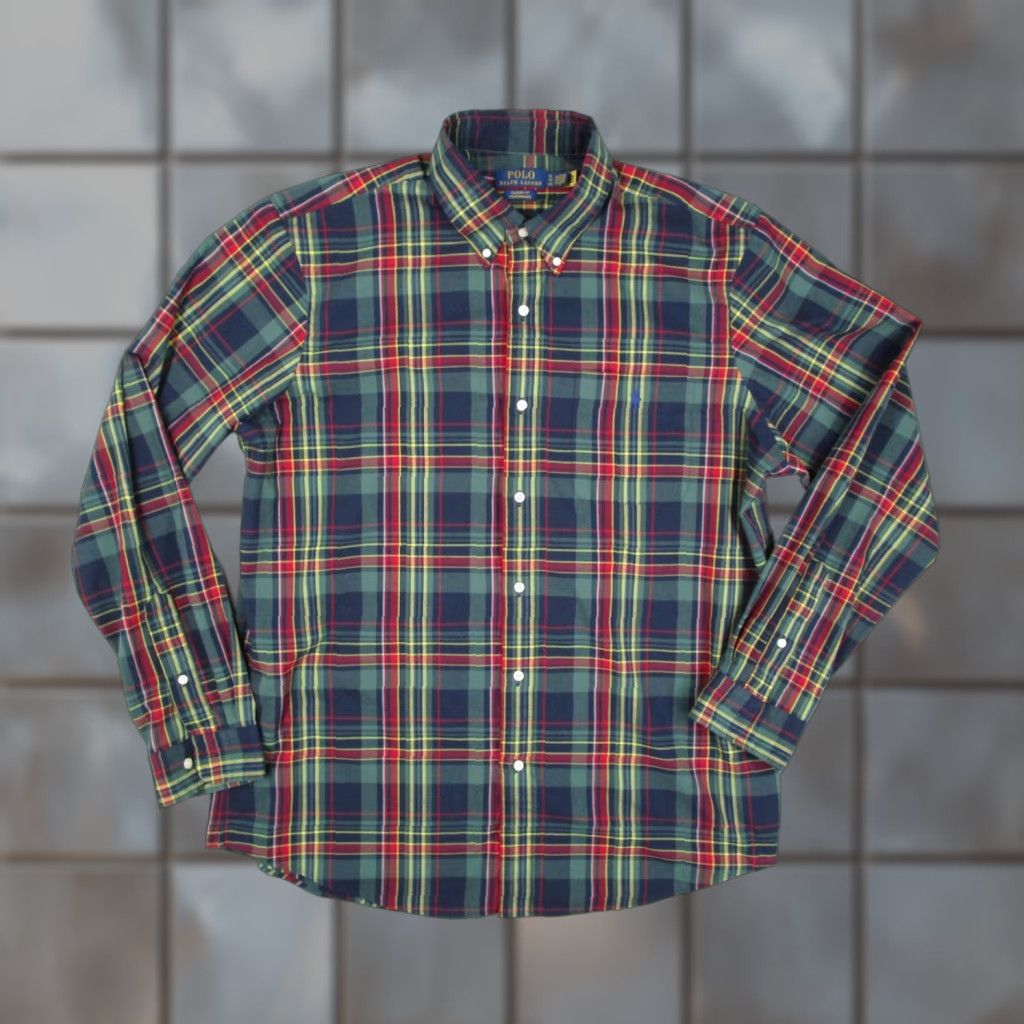 Polo Ralph Lauren Polo Ralph Lauren Mens XL Long Sleeve Button-Up Plaid Shirt Green Tartan Classic Fit Performance Size US XL / EU 56 / 4 - 1 Thumbnail