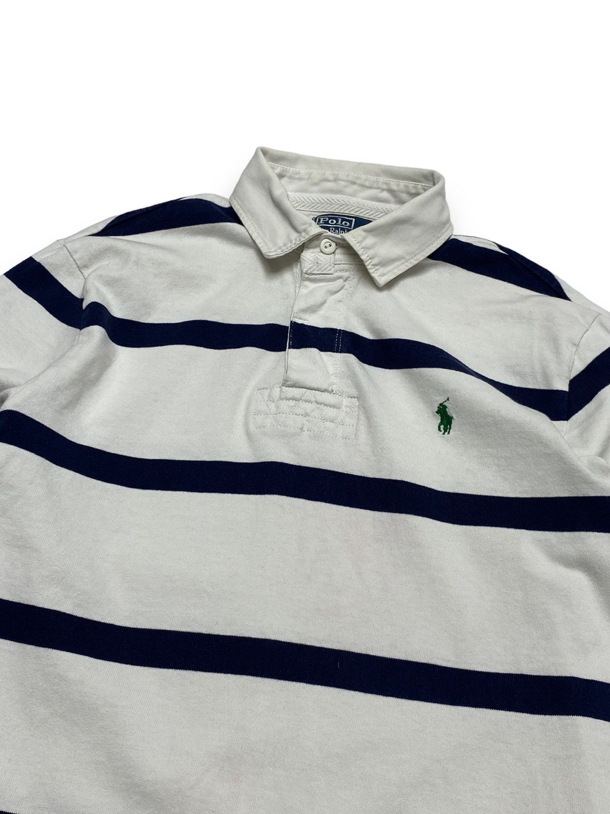 Polo Ralph Lauren Vintage POLO RALPH LAUREN Striped White Rugby Sweatshirt Size US XL / EU 56 / 4 - 2 Thumbnail