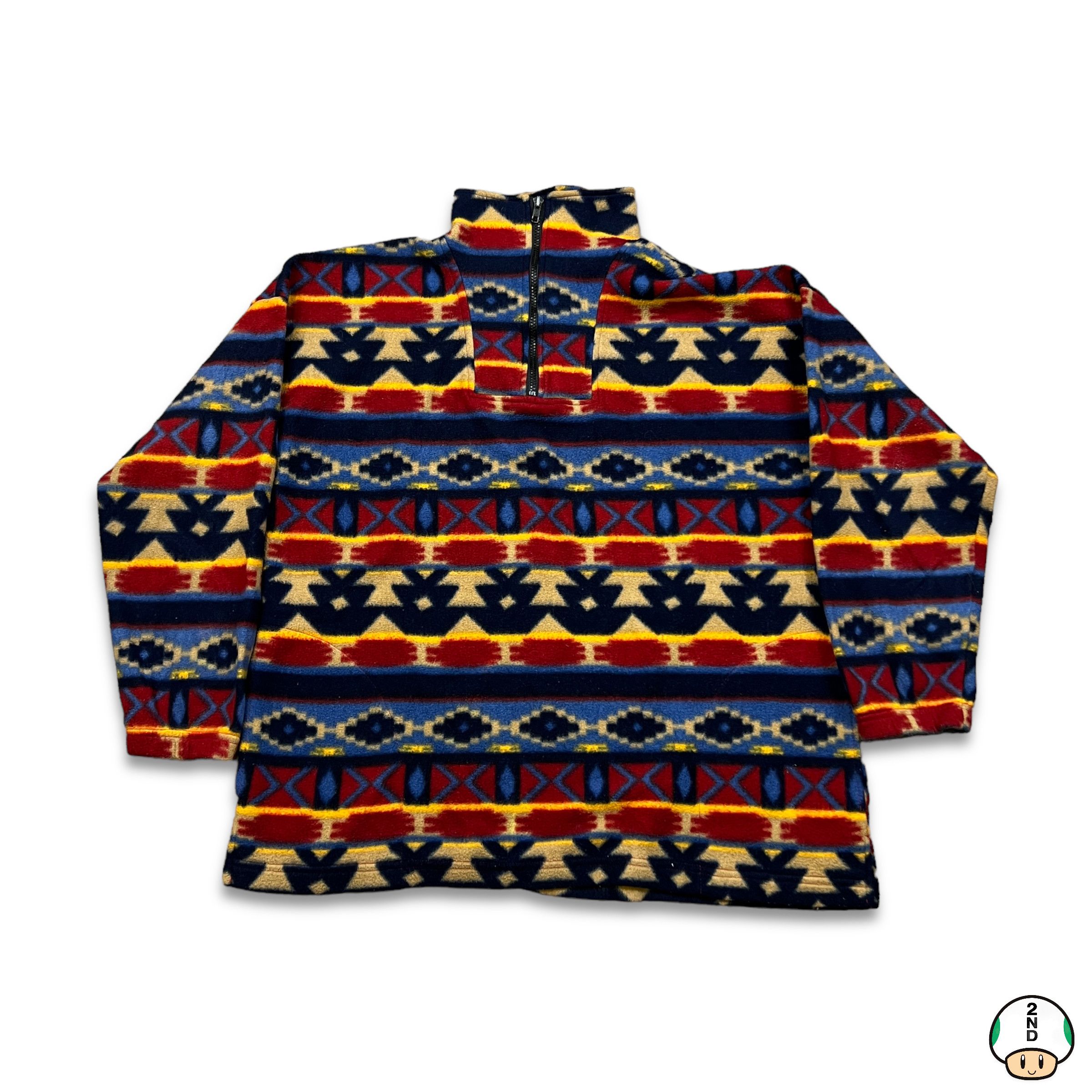 Vintage Vintage 90s Navajo Aztec Quarter Zip Fleece Grailed