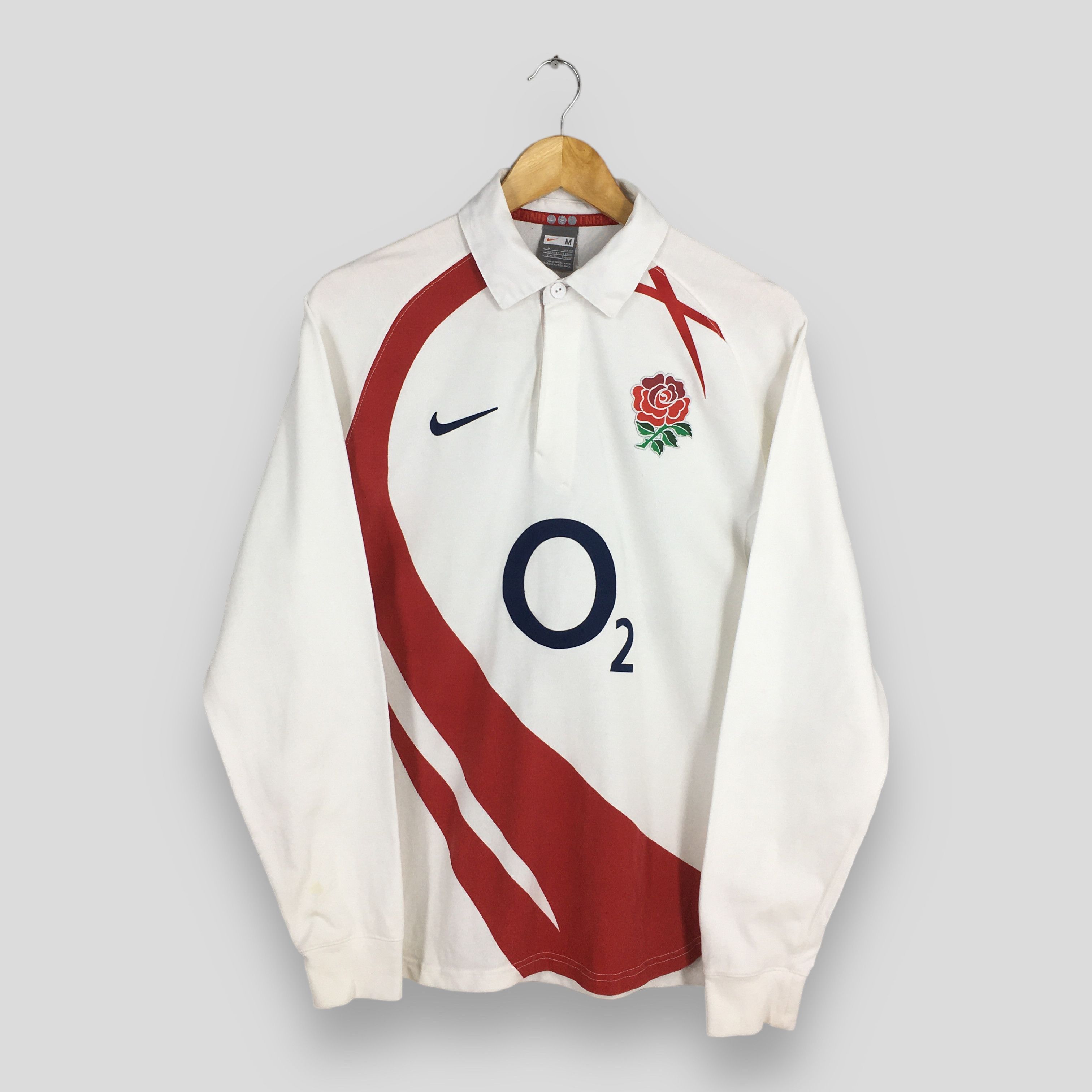 Vintage Nike O2 England Rugby Jersey Polo Rugby Shirt Medium