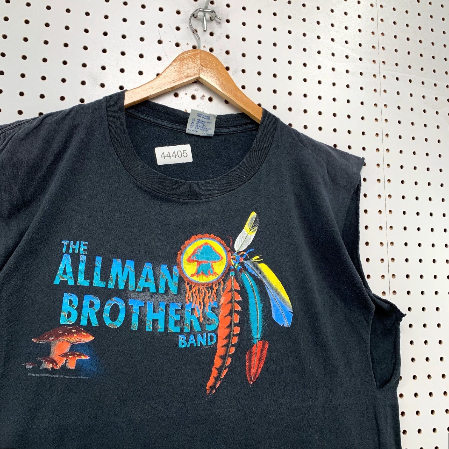 VINTAGE Allman Brothers Brockum Sleeveless T Shirt Mens 2XL Black Cotton 90s Music