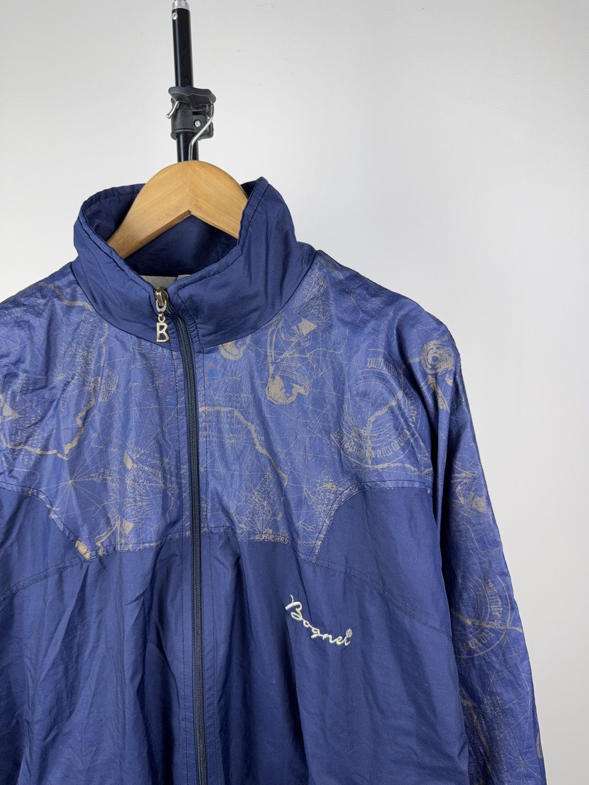 Bogner Vintage Bogner Map Print Windbreaker Jacket Navy Blue L Size US L / EU 52-54 / 3 - 2 Thumbnail