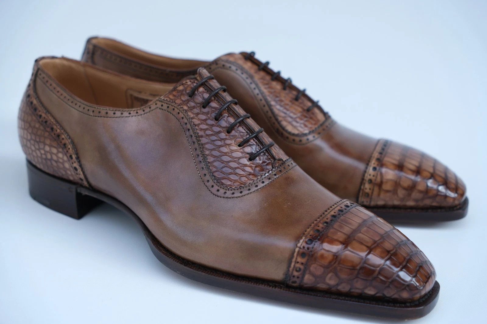 Santoni New Santoni Brown Exotic Leather Oxford UK 11 EU 45 US 12 Size US 12 / EU 45 - 1 Thumbnail
