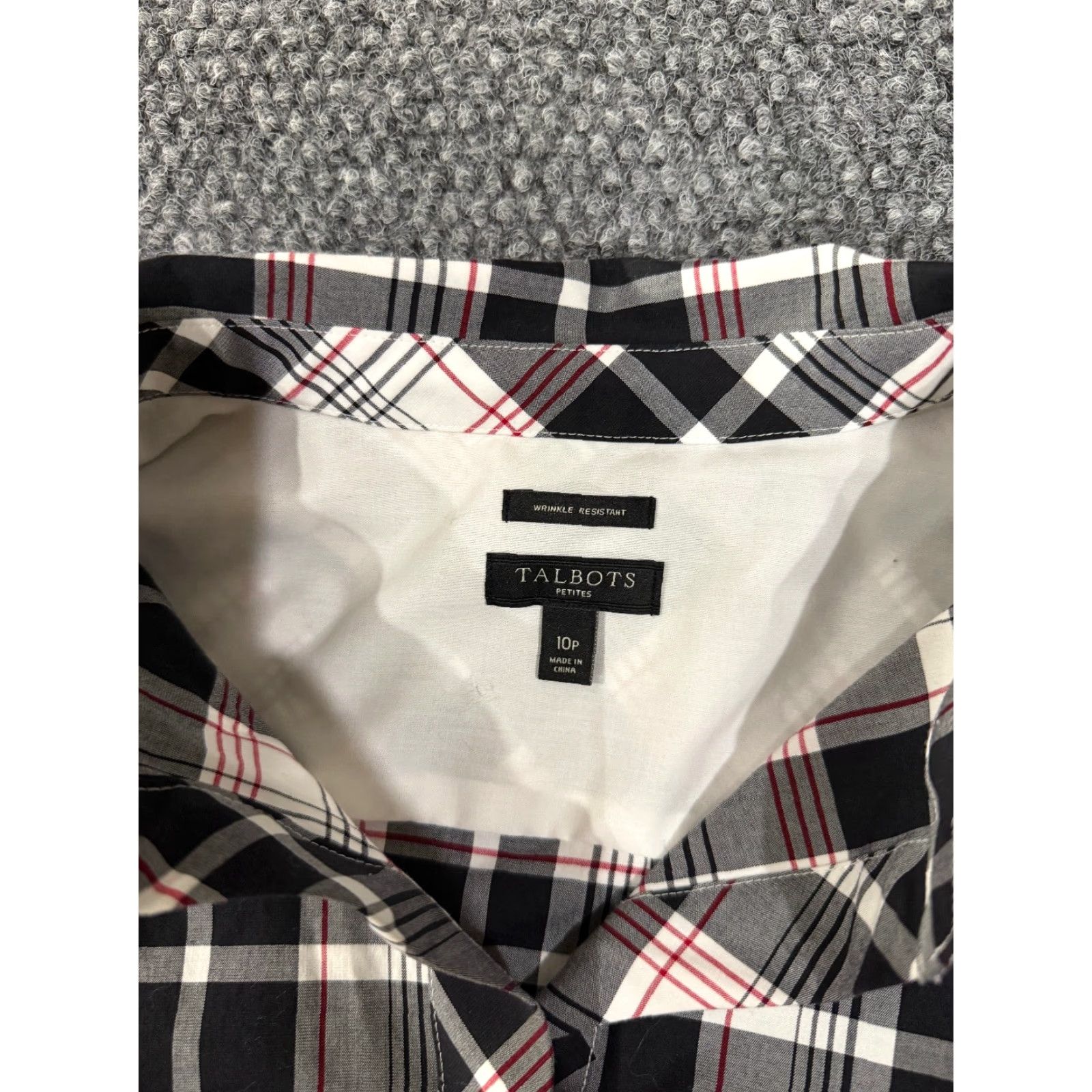 Talbots Talbots Button-Up Shirt Womens 10P Petite Black White Plaid cotton Spandex Multicolor Classic Casual Workwear Size L / US 10 / IT 46 - 4 Thumbnail