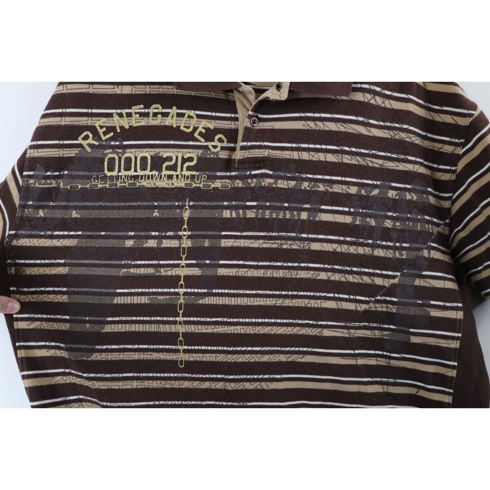 Marithe + Francois Girbaud × Vintage Vintage 90s Marithe Francois Girbaud Spell Out Striped Polo Size US XL / EU 56 / 4 - 5 Thumbnail