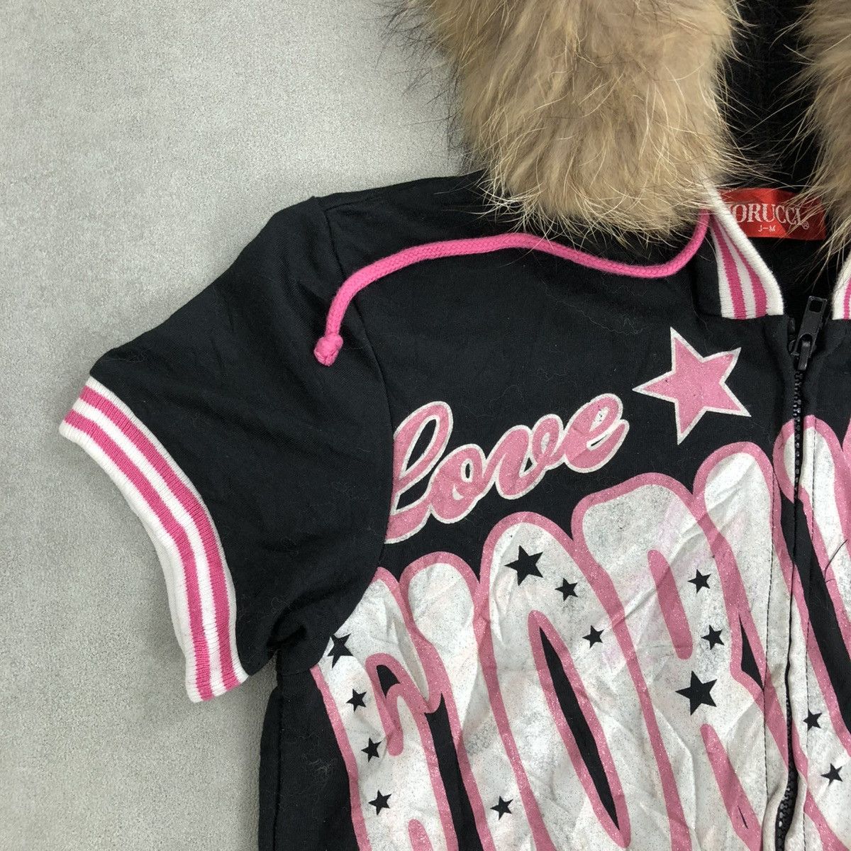 If Six Was Nine × Japanese Brand × Le Grande Bleu (L.G.B.) 2000s Fiorucci Poem Lgb Gothic Fur Zip Hoodie Short Sleeve Size S / US 4 / IT 40 - 6 Thumbnail
