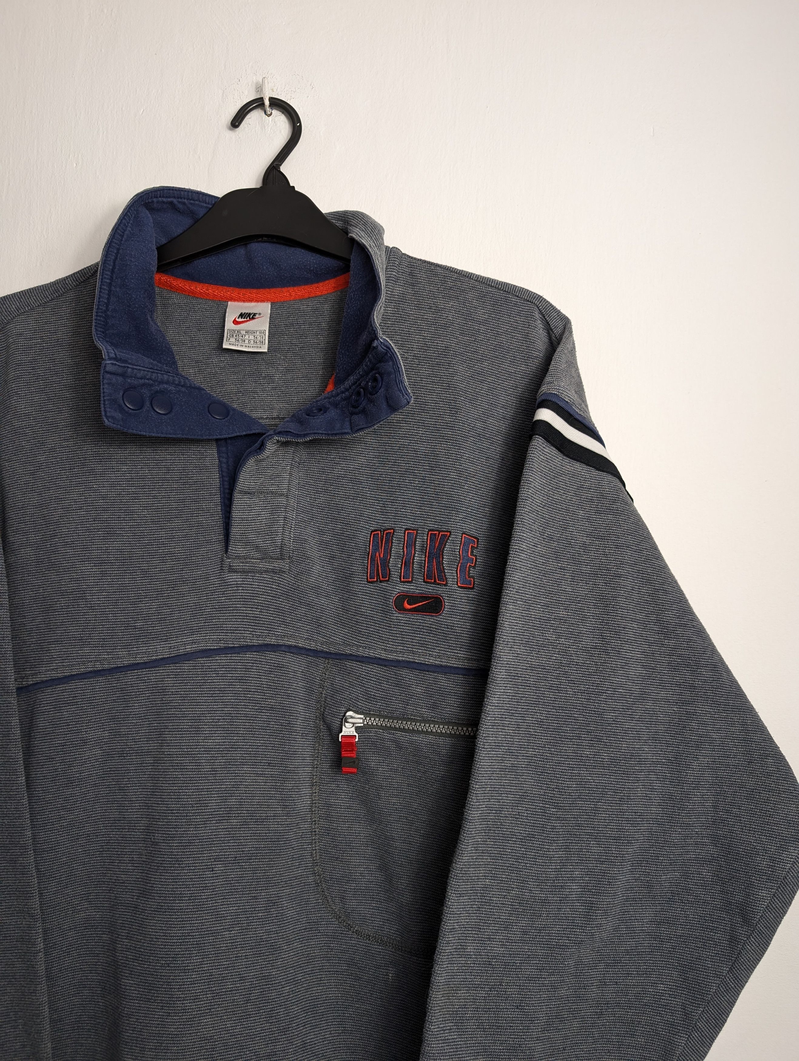 Nike × Vintage Vintage 90s Nike 1/4 Button Down Sweatshirt Size US XL / EU 56 / 4 - 2 Thumbnail
