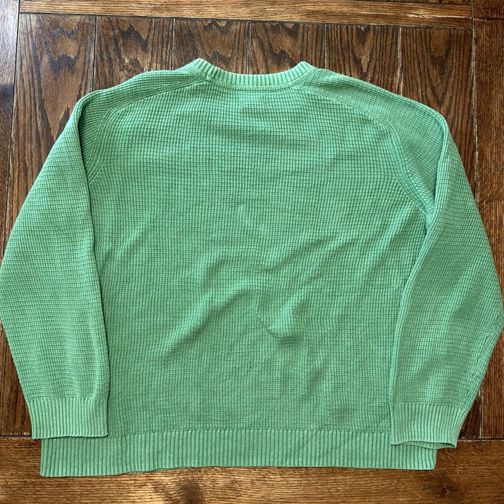 Vintage LL Bean Sweater Mens XXL Green Cotton Waffle-Knit Crewneck Sunwashed Textured Pullover Adult Regular Men’s Classic Outdoor Preppy. Size US XXL / EU 58 / 5 - 4 Thumbnail