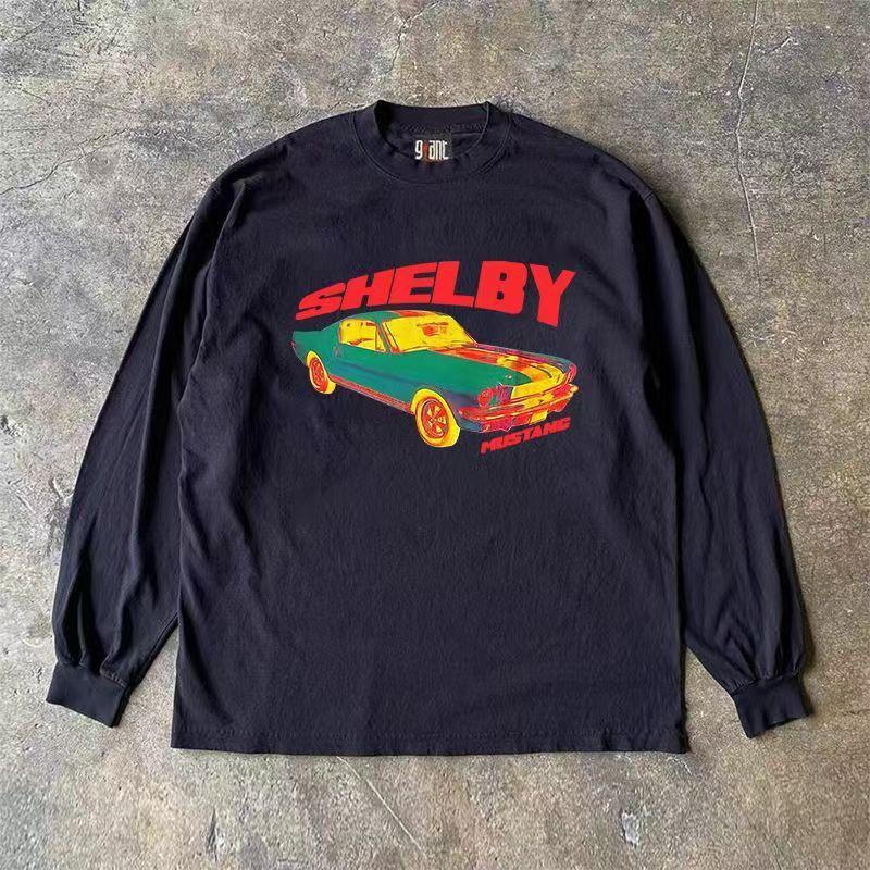 Vintage Black washed vintage car print long-sleeved t-shirt Size US M / EU 48-50 / 2 - 1 Thumbnail