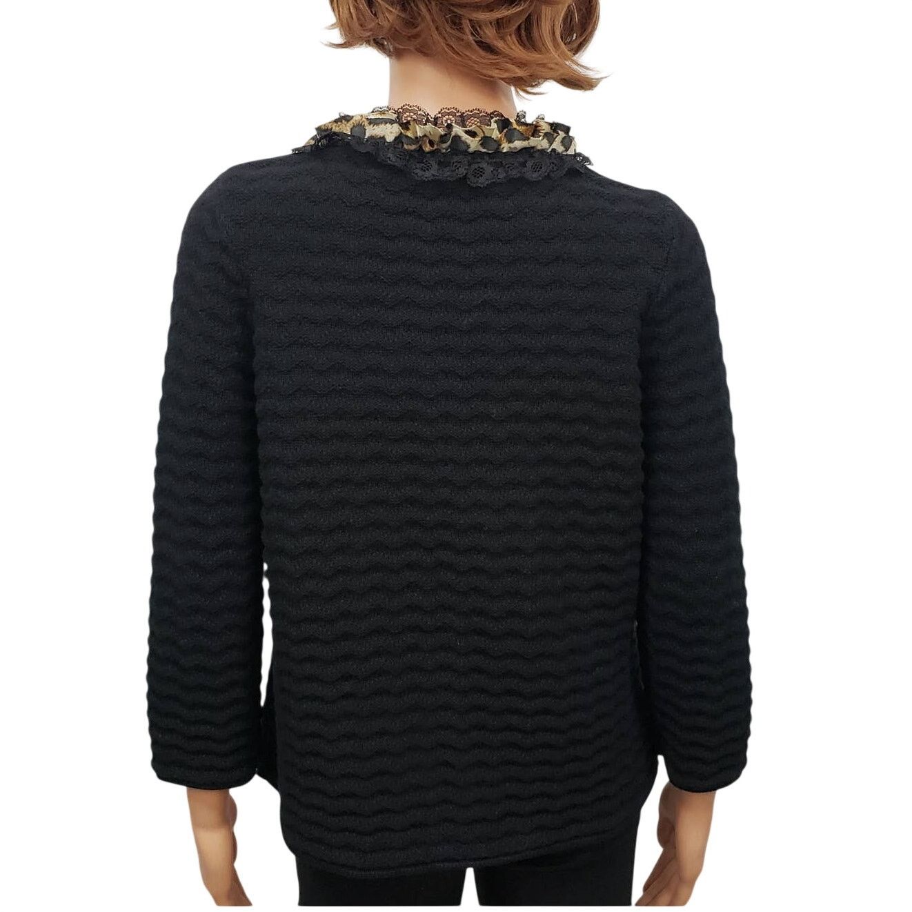 Chicos Chicos Cardigan Sweater Animal Print Lace Ruffle Trim 0 S Size S / US 4 / IT 40 - 9 Thumbnail