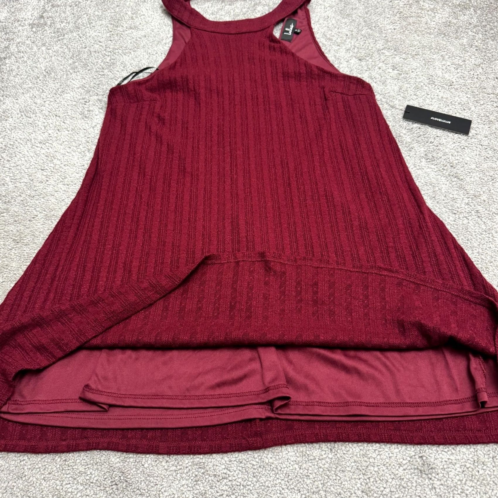 Lulus Lulus Burgundy Ribbed Knit Halter A-Line Mini Dress NWT Womens Small Tie Back Size S / US 4 / IT 40 - 6 Thumbnail