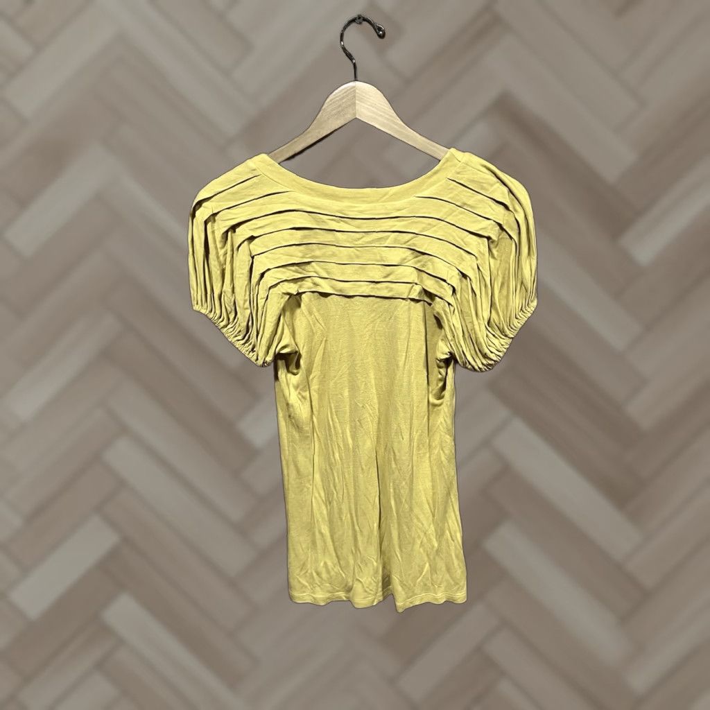 Bcbgmaxazria VINTAGE BCBGMAXAZRIA Womens Yellow Short Sleeve Shirt Size Medium Size M / US 6-8 / IT 42-44 - 1 Thumbnail
