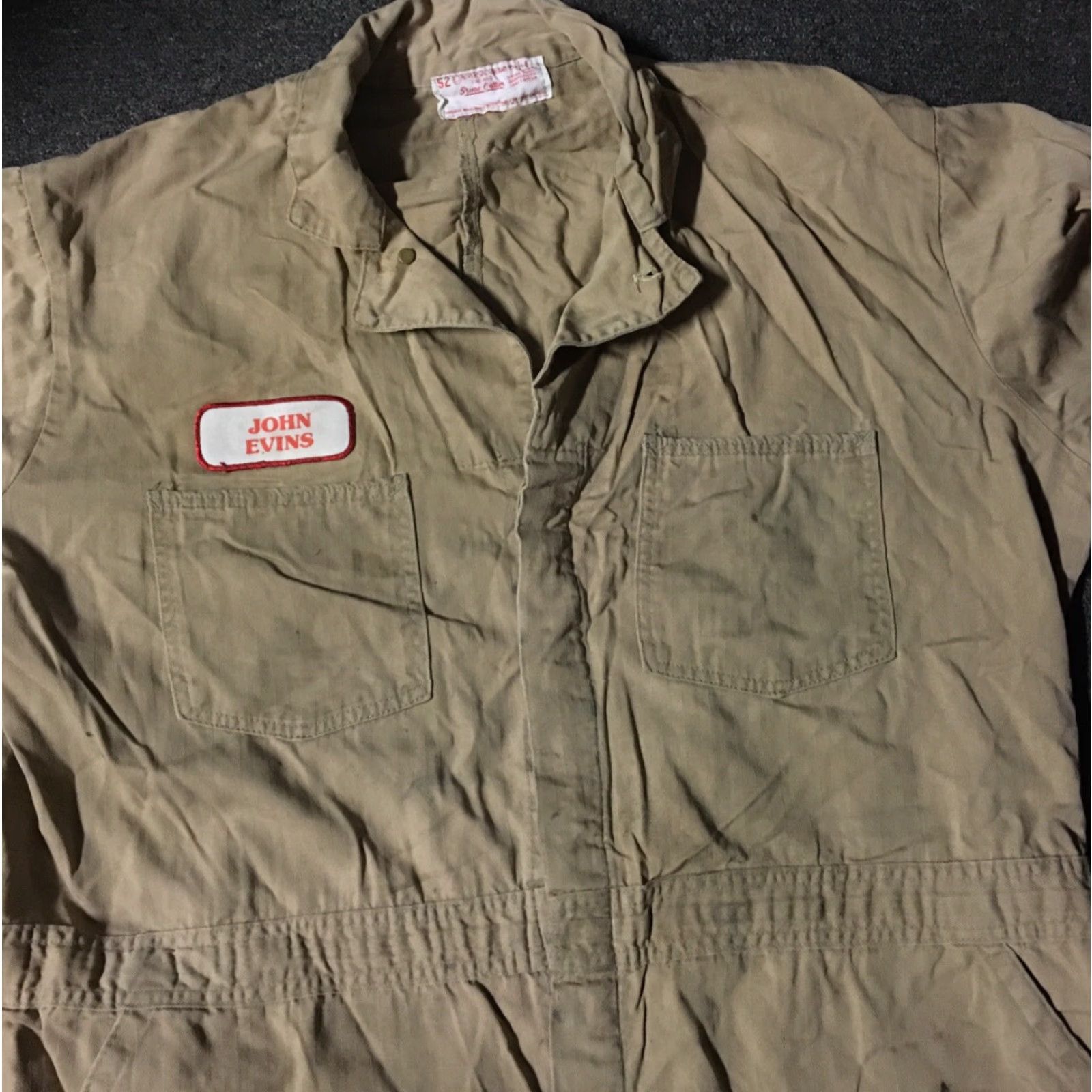 CO Vtg 50s Universal Overall Co Faded Distress Union Made Sanforized Coveralls 52 L/XL Brown/Tan 60s Grunge Memorial Mens? Size US 33 - 6 Thumbnail
